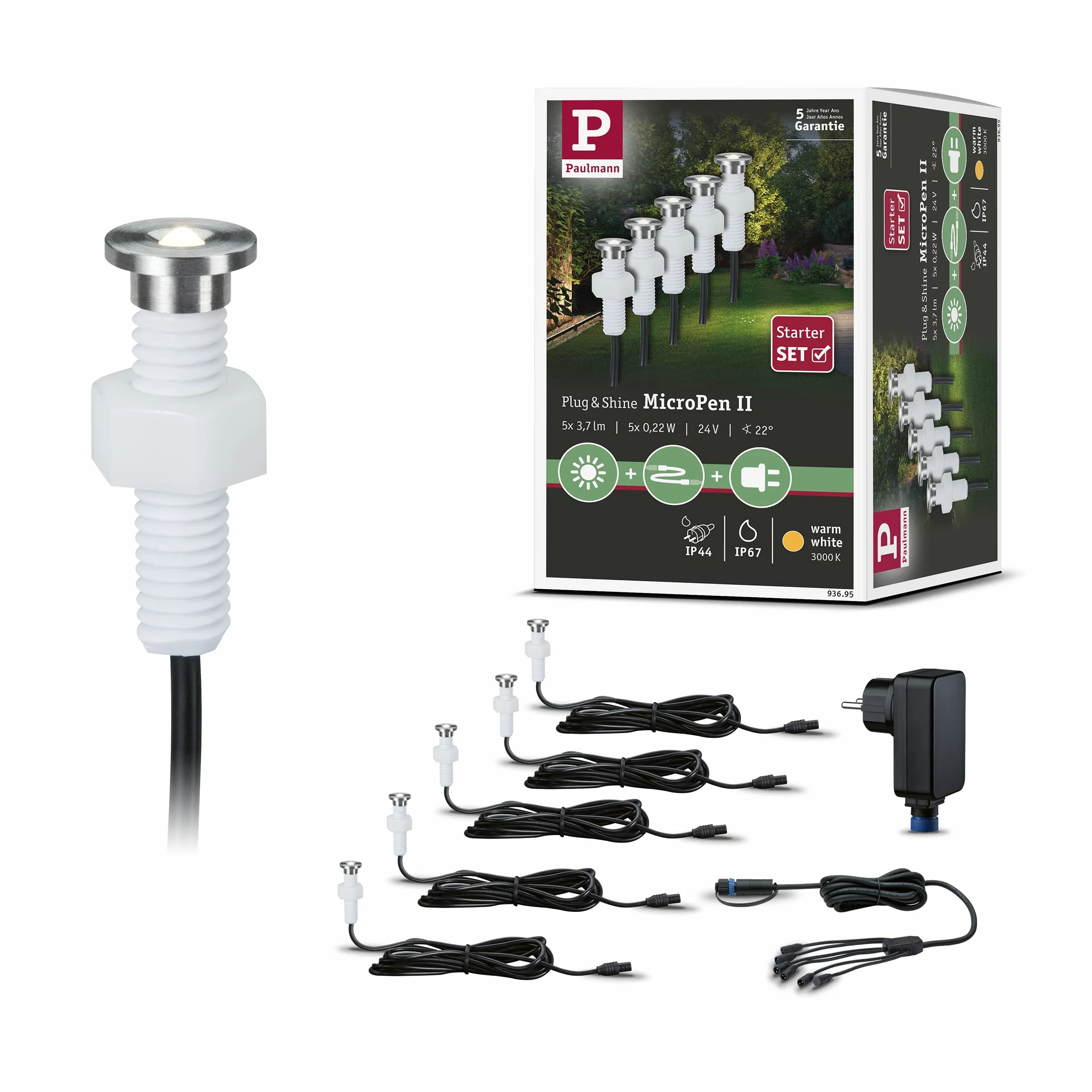 Paulmann 93695 zestaw opraw wpusz. Outdoor Plug&Shine MicroPen II IP67 3000K w kompl. sterownik 93695 opr.wpusz. refl.wpusz. opr.wpusz.zewn.ośw.zewn.