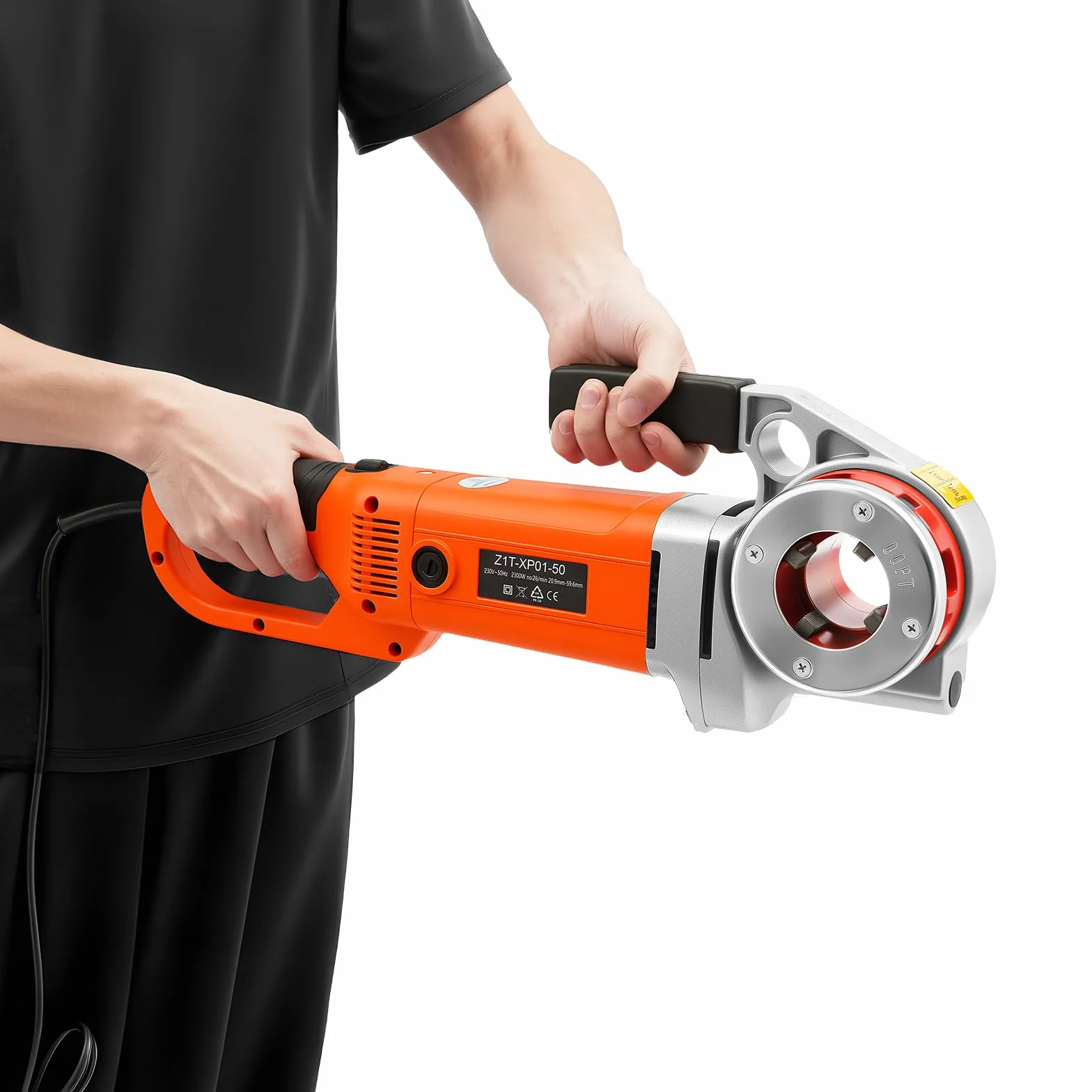 Elektryczna maszyna do gwintowania, 230 V, zestaw 6 matryc 1/2" 3/4", 1" 1-1/4", 1-1/2" 2", gwintownik dla przemysłu budowlanego, przemysłowego i górniczego