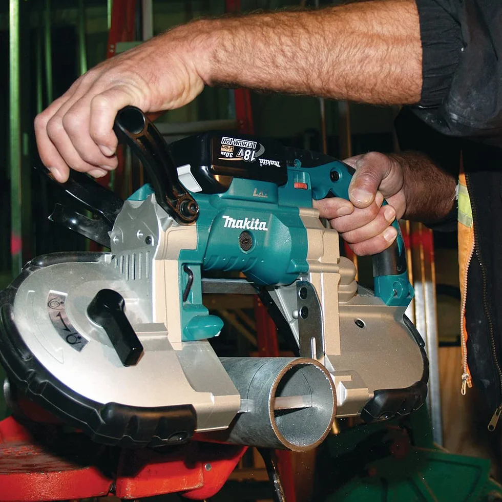 Makita Piła Taśmowa, Niebieski, 18 V