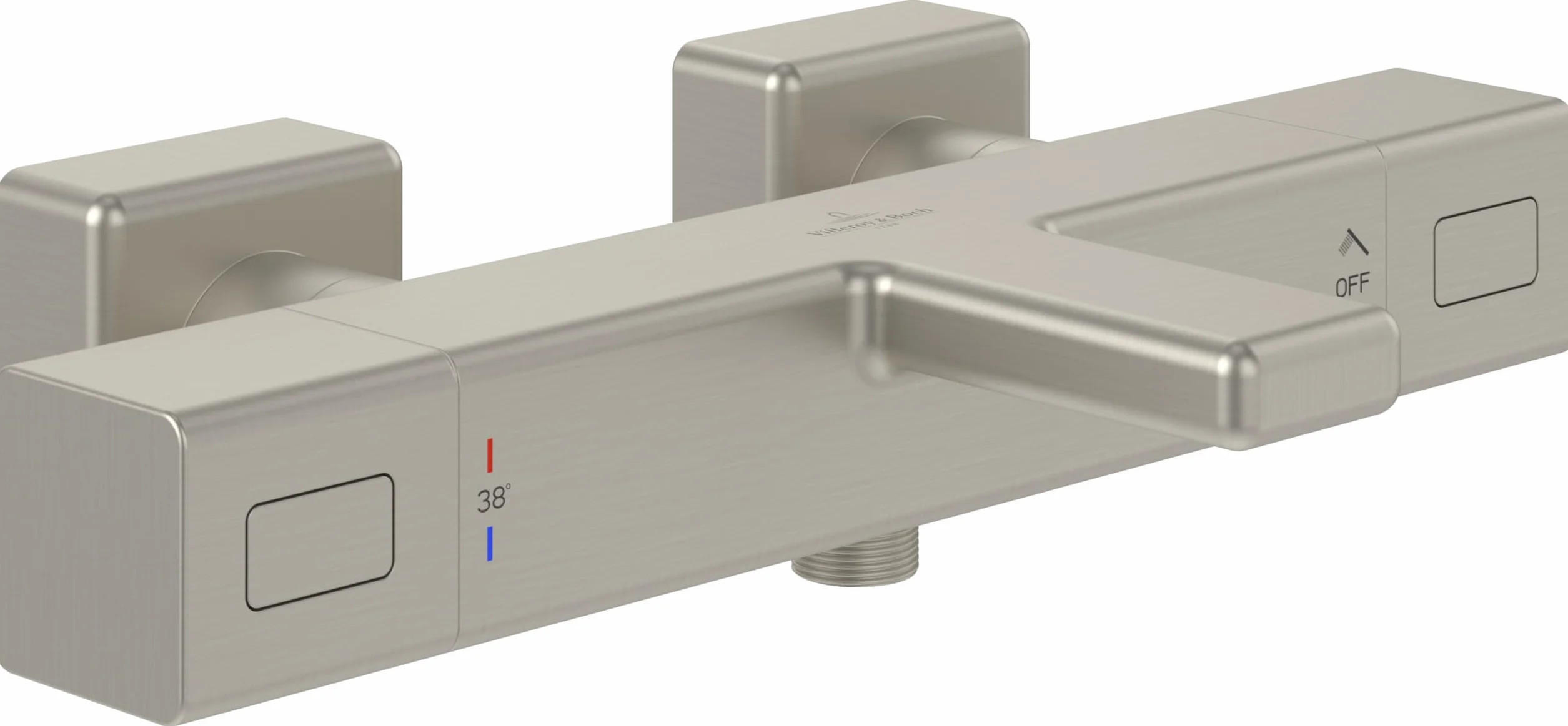 Villeroy & Boch Uniwersalny termostat wannowy Taps & Fittings armatura wannowa z ochroną przed oparzeniem i blokadą bezpieczeństwa przy 38°, bateria mieszakowa wanna natynkowa, prostokątna,