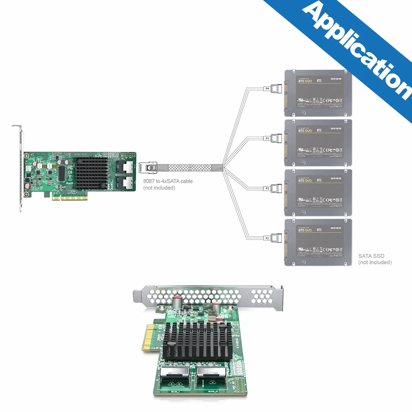 Internal PCI Express SAS/SATA HBA RAID Controller Card, SAS2008 Chip, X8, 6Gb/s, SAS 9211-8I