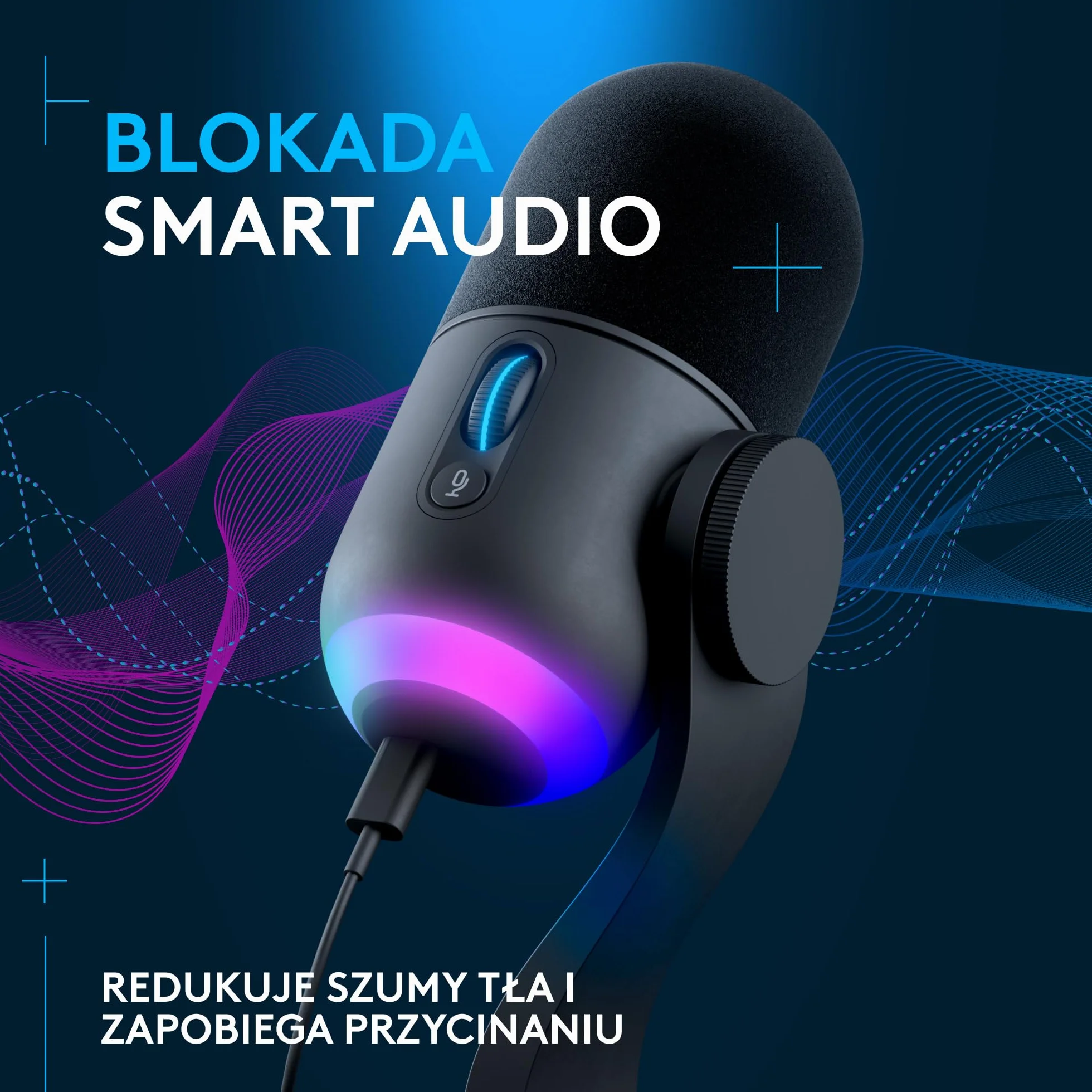 Logitech G Yeti GX Dynamiczny mikrofon do gier RGB z LIGHTSYNC, mikrofon USB do przesyłania strumieniowego, superkardioidalny, USB Plug and Play do komputera PC/Mac – czarny