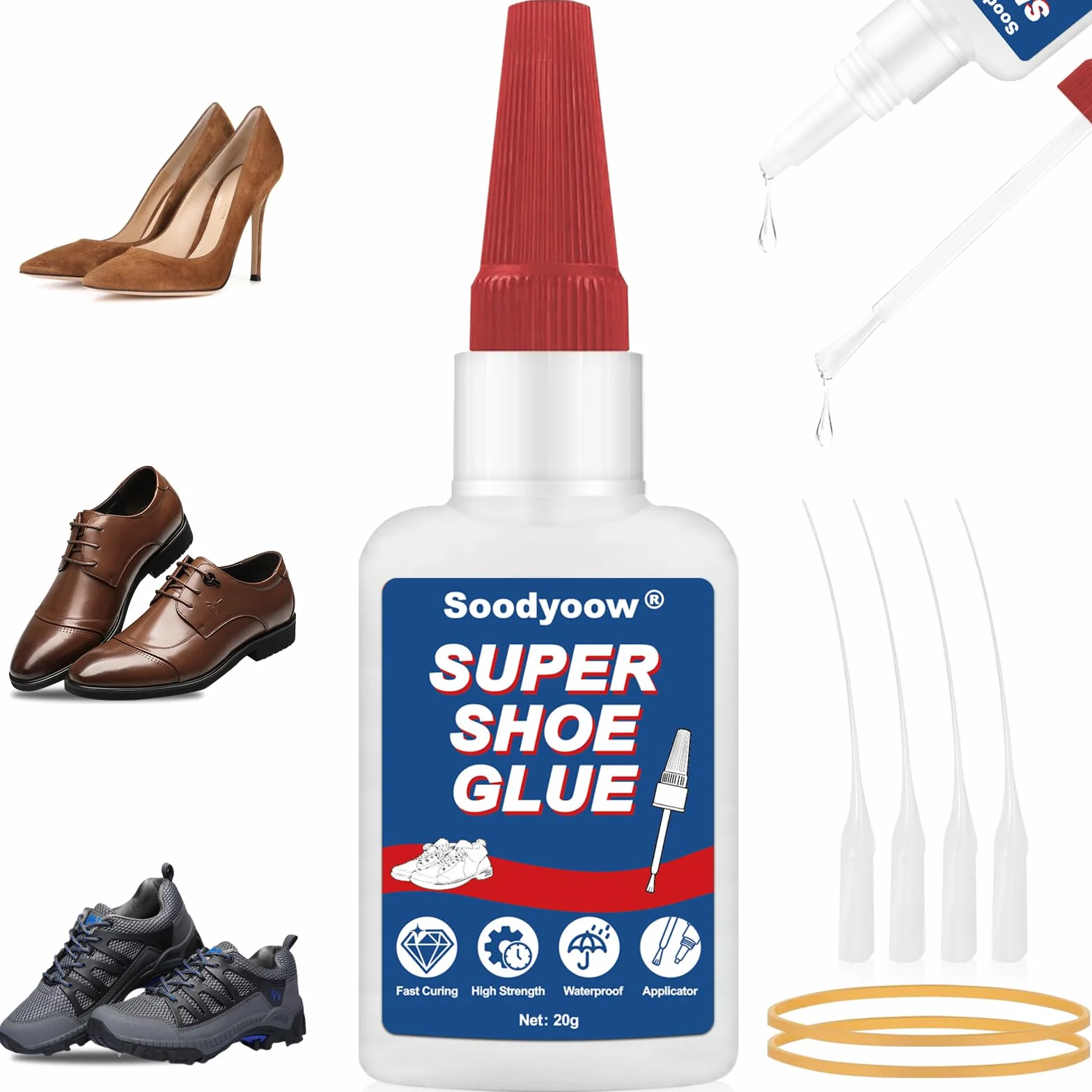 20g Klej do podeszwy butów, bardzo mocny klej do butów wodoodporny, przezroczysty i szybkoschnący, super klej do butów do skóry, sneakersów, obcasów, sandałów, butów tenisowych, butów