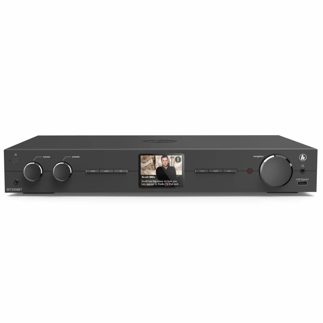 Hama Tuner HiFi DIT2006BT z radiem internetowym, DAB/DAB+, Bluetooth (tuner HiFi z radiem internetowym, radio cyfrowe/FM, Wi-Fi, odbiornik stereo Spotify, pilot zdalnego sterowania, USB/AUX, budzik)