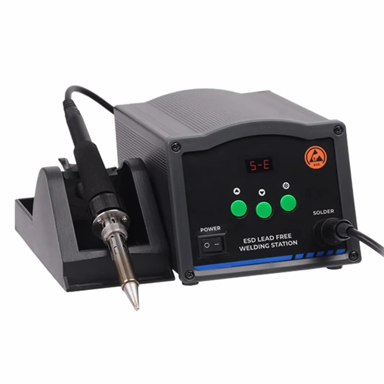 Zestaw lutowniczy na gorące powietrze 90 W z wyświetlaczem LCD, regulowana temperatura 200℃ ~ 420℃, długość kabla uchwytu 105 cm, idealny do naprawy i naprawy SMD