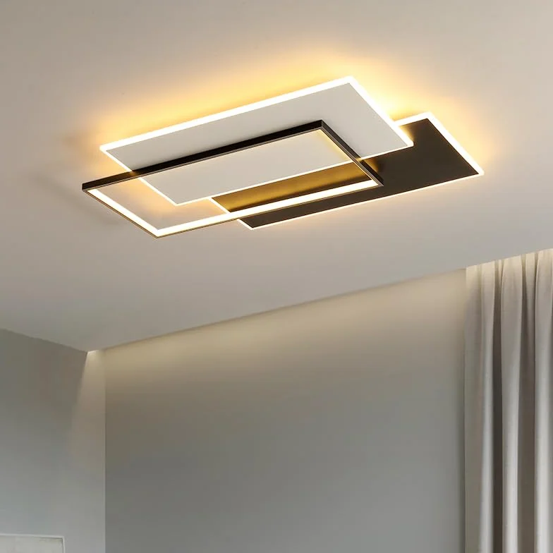 Nowoczesna lampa sufitowa LED do salonu, dekoracja wnętrz do domu, pilot zdalnego sterowania, sypialnia dziecięca, lampa do jadalni (czarna 90 x 60 cm, biała)