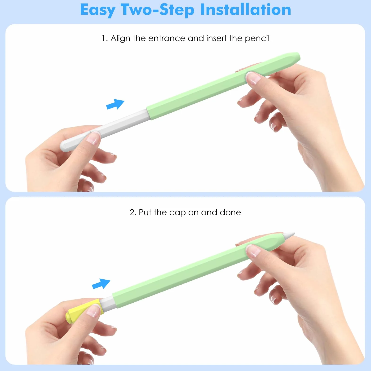 MoKo Pencil Case Compatible with Apple Pencil (USB-C), 2 Pack Silicone Apple Pencil USB C Sleeve Cover, Protective Skin Cover Holder Grip Sleeve, Support Magnetic Attachment, Green-Yellow+Purple-Pink