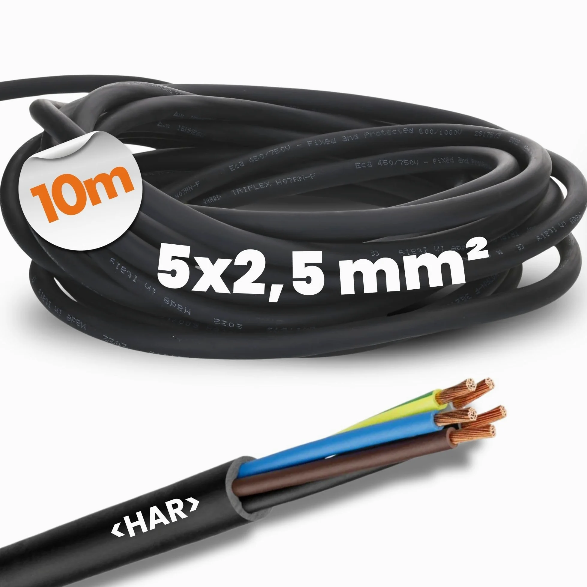 Lapp 16001293 Kabel Gumowy H07RN-F 5x2,5 mm² z Przewodem Ochronnym | Odporny na Promieniowanie UV i Zimno | Do Użytku Zewnętrznego | Przyłączeniowy 5G2,5 mm2 Czarny 10 Metrów