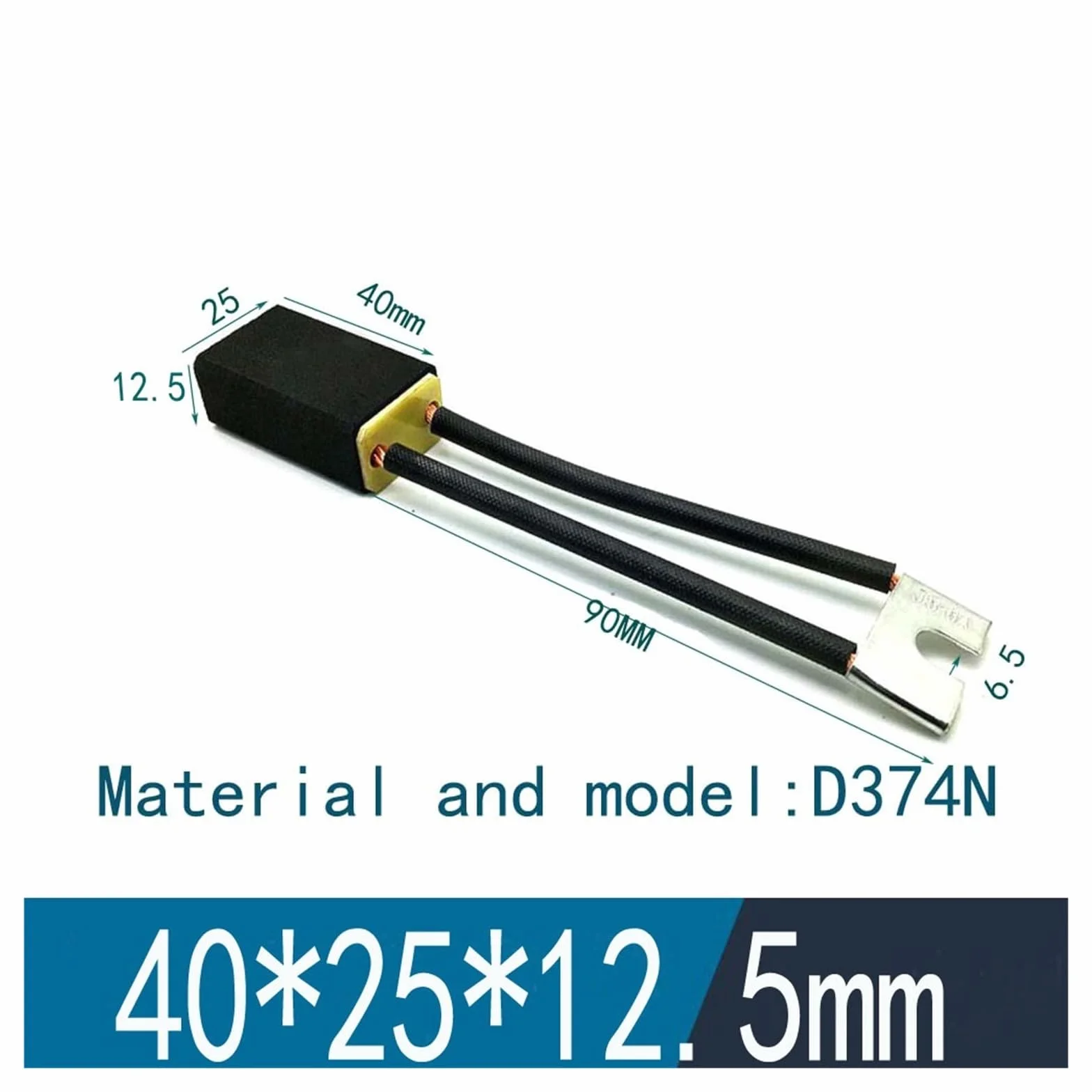 10 sztuk szczotek węglowych D374N 10 12,5 16, 25, 32, 40 zapasowych szczotek węglowych do silnika (12,5 x 25 x 40 mm D374N)