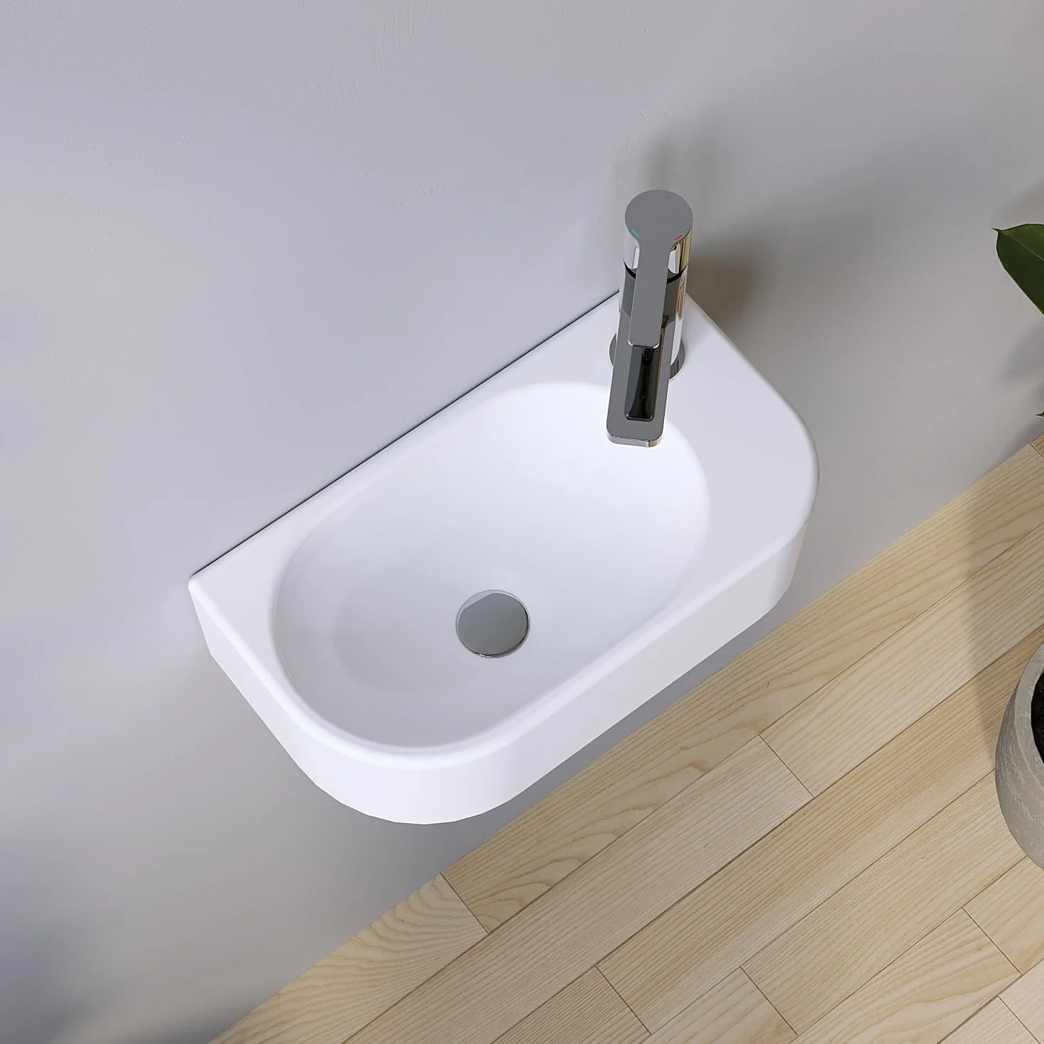 Umywalka ceramiczna podwieszana mała 40x21 cm biała owalna do łazienki WC dla gości