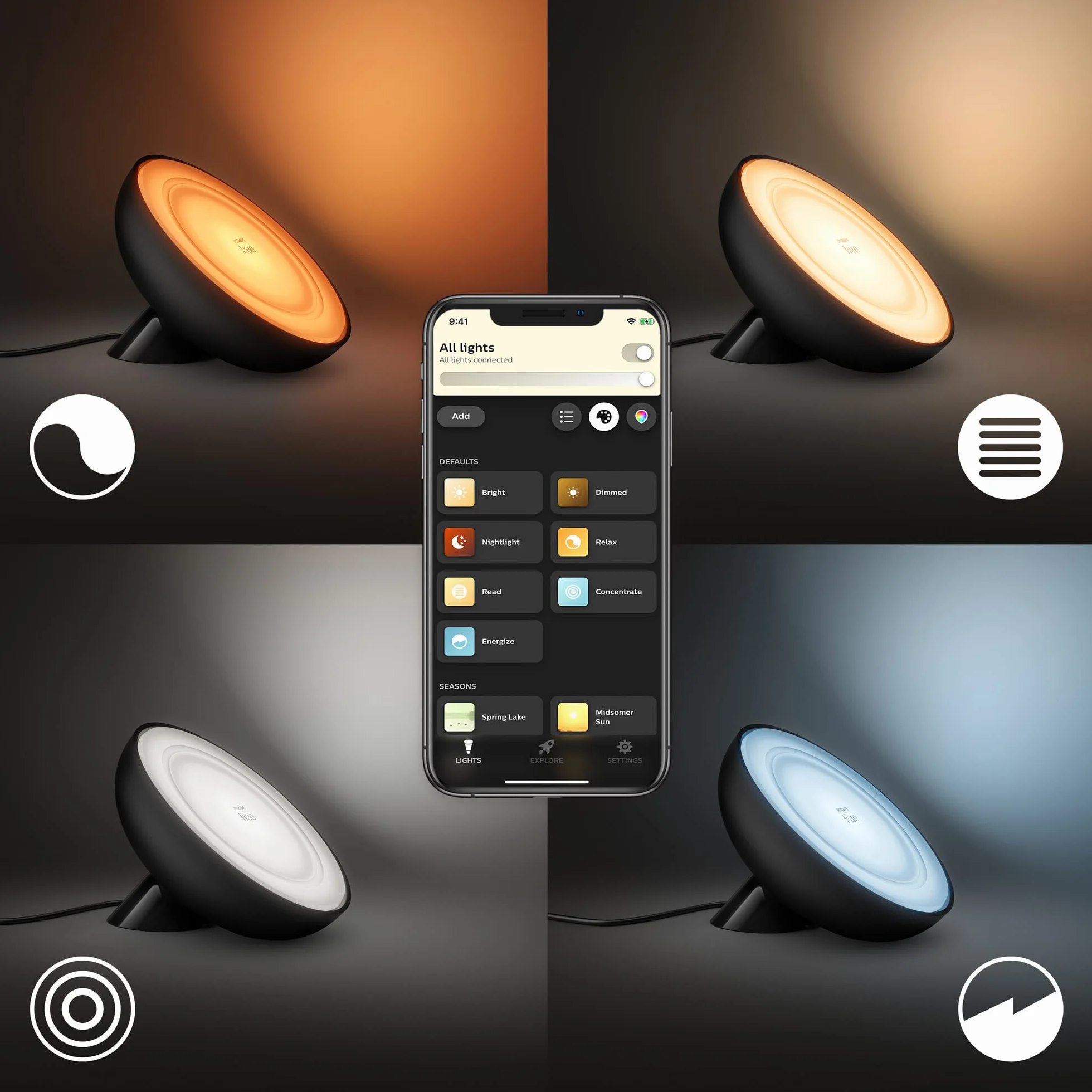 Philips Hue Bloom White and Color Ambiance Lampa Stołowa LED Czarna 16 Mln Kolorów Ściemnialna Sterowanie Aplikacją