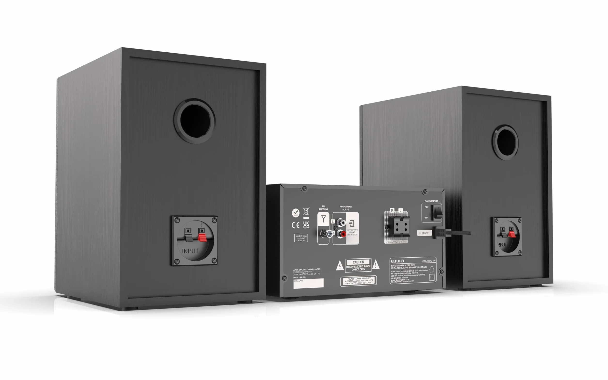 Mikrowieża Aiwa MSBTU-600 Bluetooth, CD, USB, AUX IN, moc wyjściowa 2 x 50 W RMS, kolor: czarny