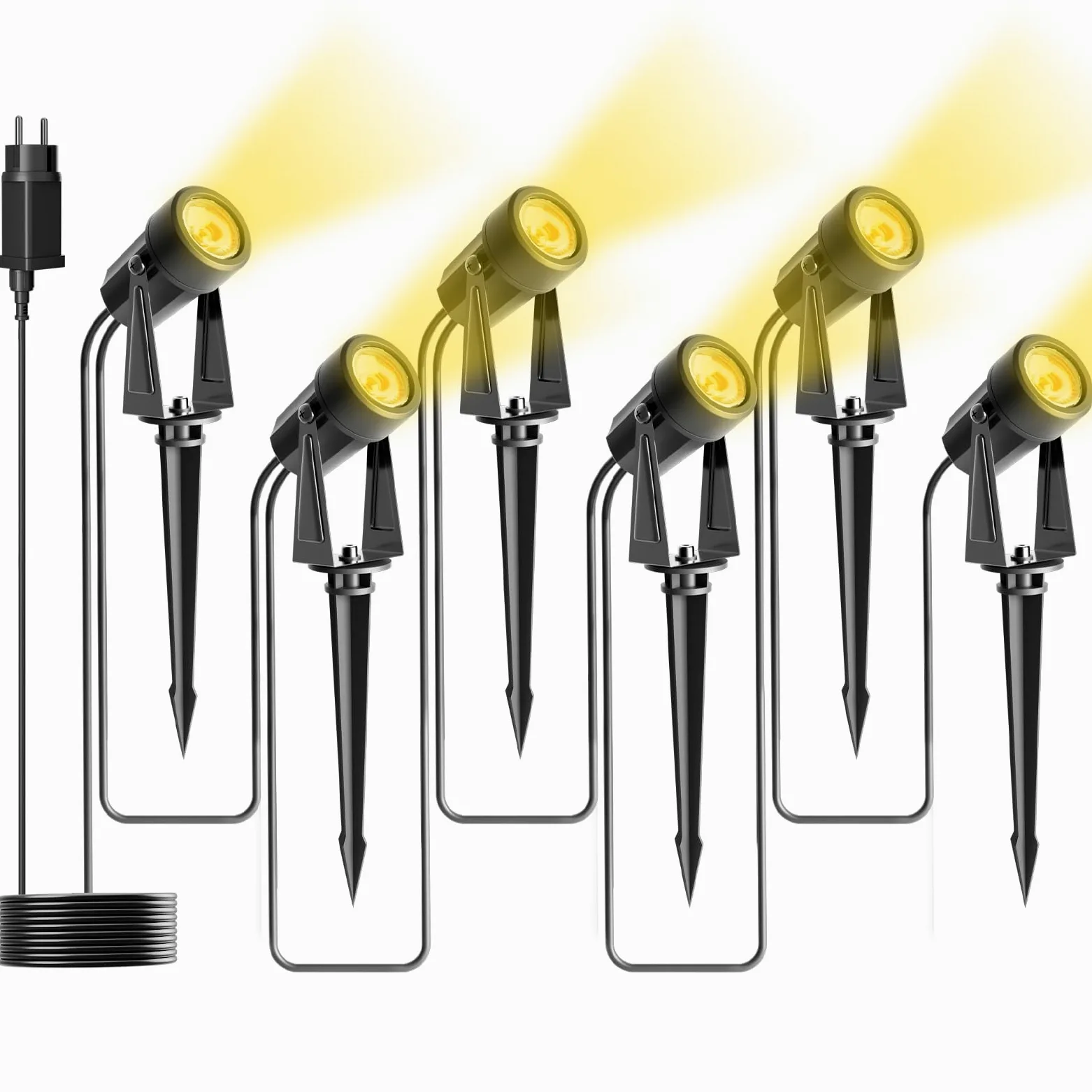 Bomcosy Lampa Ogrodowa 20M,6x3W IP65,DC 12V,Kołki do Gruntu,2700K