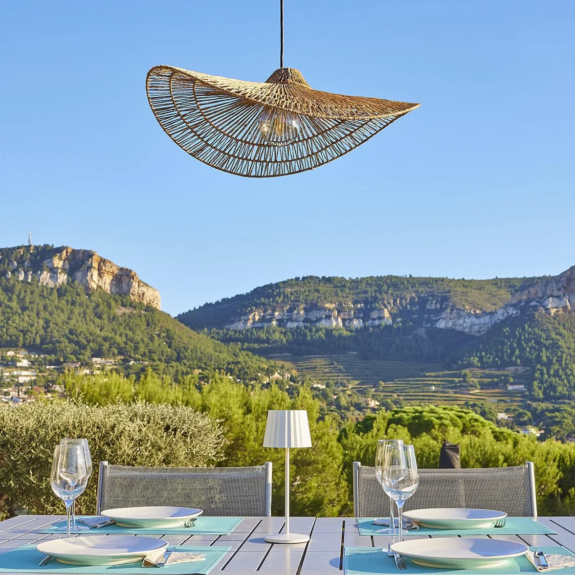 Zewnętrzne zawieszenie sieciowe MARBELLA OUTDOOR KABEL z naturalnej juty w stylu boho, długość kabla 5 m