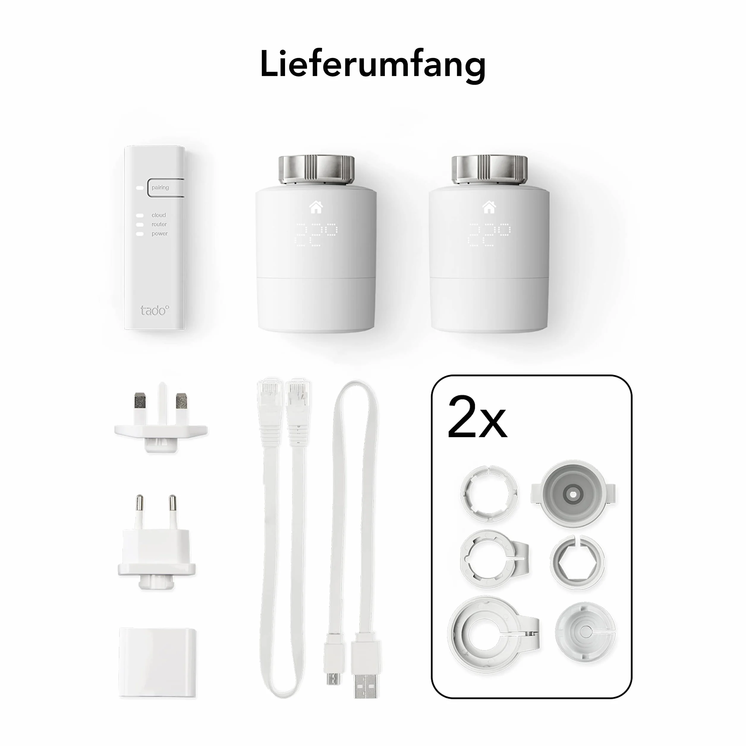 Tado V3P-Sk-2Srt01Ib01-Az-Ml-00 Inteligentny Termostat, Biały, 2 Sztuki