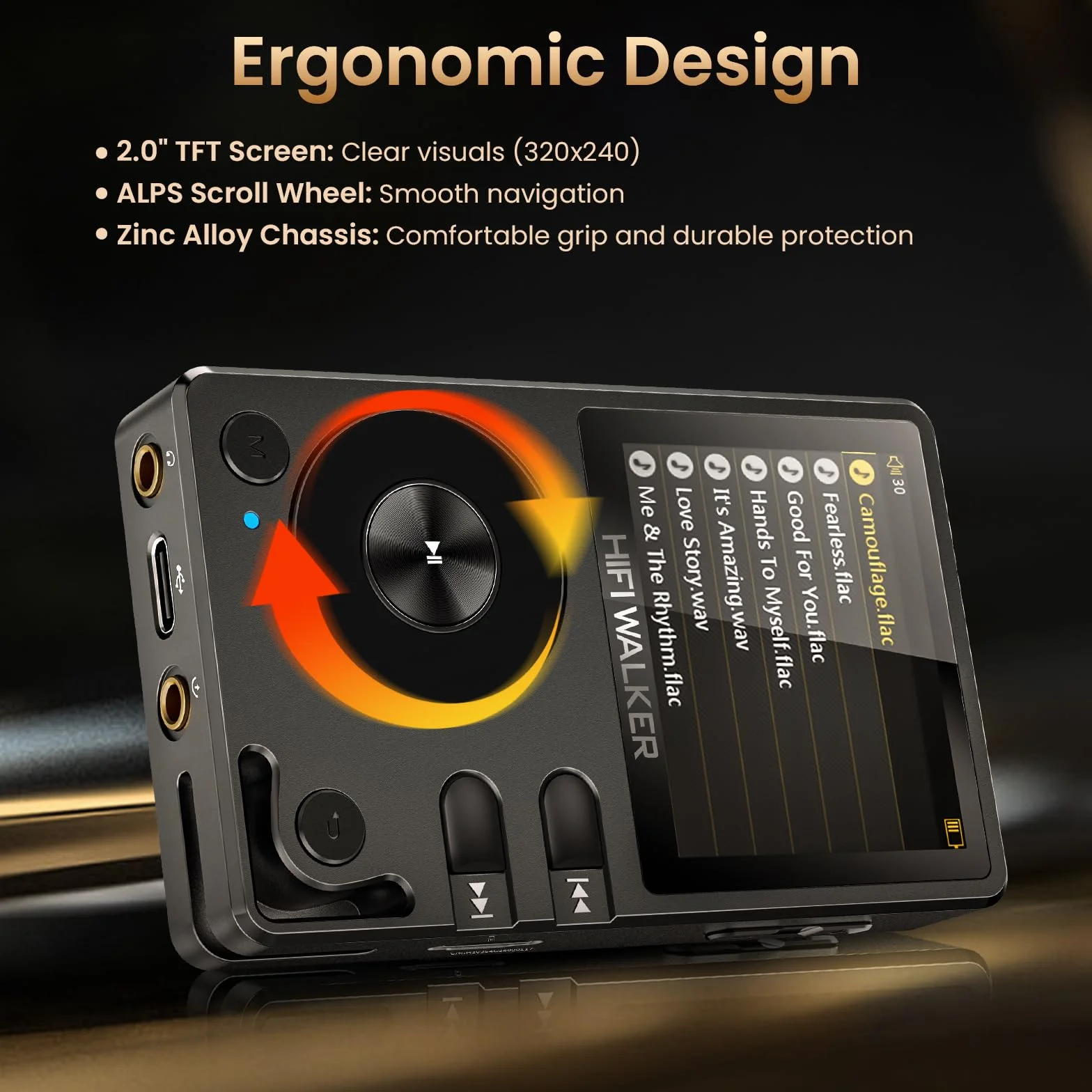 HIFI WALKER H2 Odtwarzacz MP3 z Bluetooth, DSD DAC, odtwarzacz Hi-Res FLAC, bezstratny odtwarzacz muzyczny, przenośny odtwarzacz audio z 64GB pamięcią, rozszerzalną do 256 GB