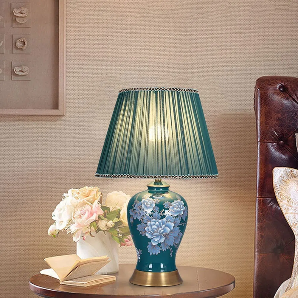 Lampa Stołowa Lampy Stołowe Do Salonu Ręcznie Robione Kwiatowe Ceramiczne Lampki Nocne Europejska Dekoracja Lampa Stołowa Stożkowy Klosz Bębnowy Dekoracja Do Salonu Lampy