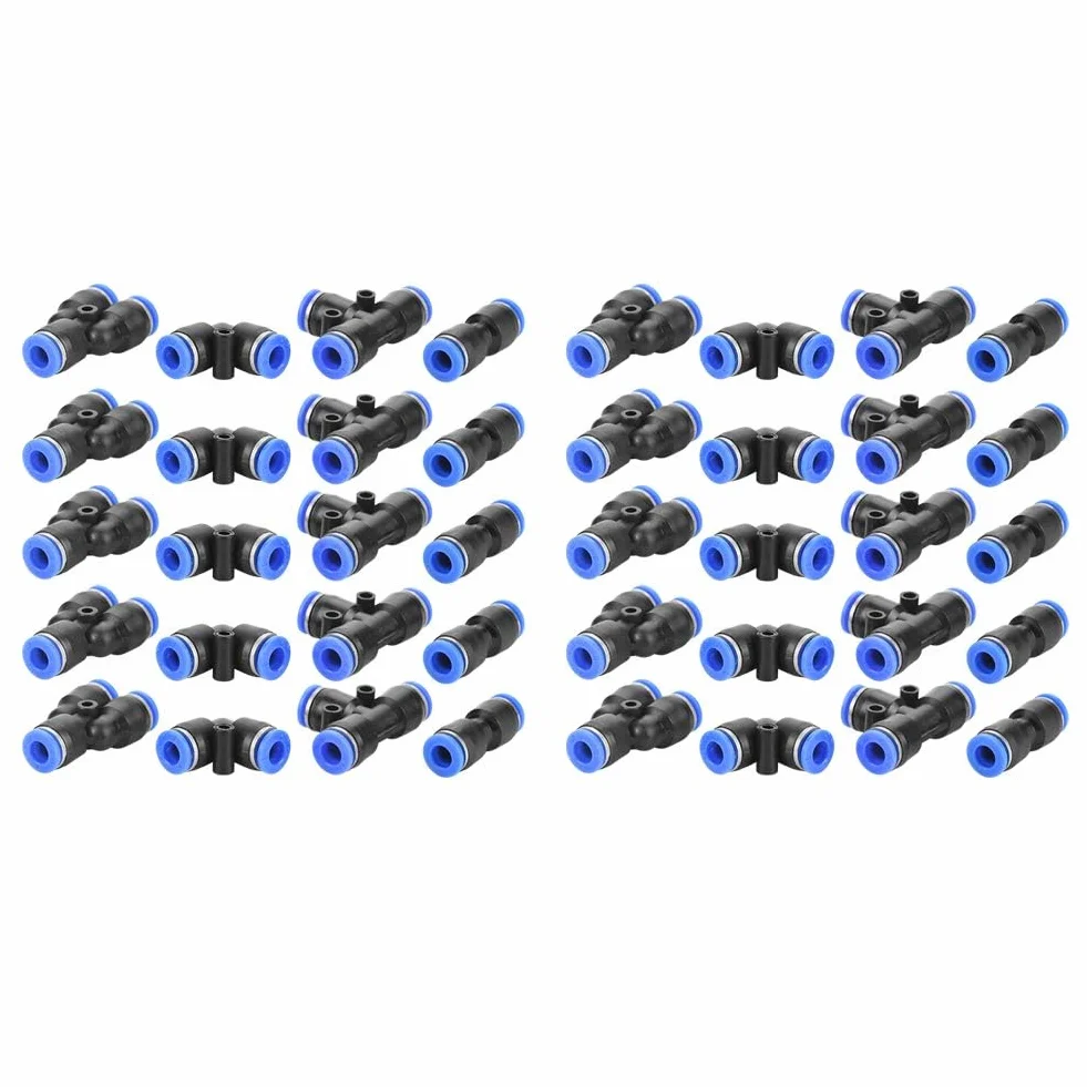 Pneumatyczne szybkozłączki, 40 sztuk 6 mm calowy wąż pneumatyczny Pneumatyczne złącze ciśnieniowe Szybkozłączki pneumatyczne 4-drożne, powietrze Akcesoria pneumatyczne