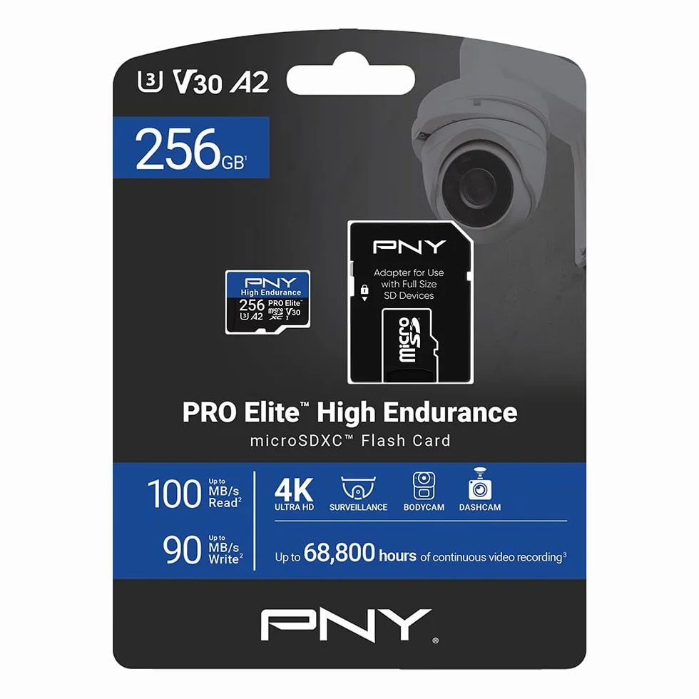 PNY 256GB PRO Elite High Endurance C10 U3 V30 A2 Karta pamięci microSDXC 100/90 MB/s 4K UHD UHS-I
