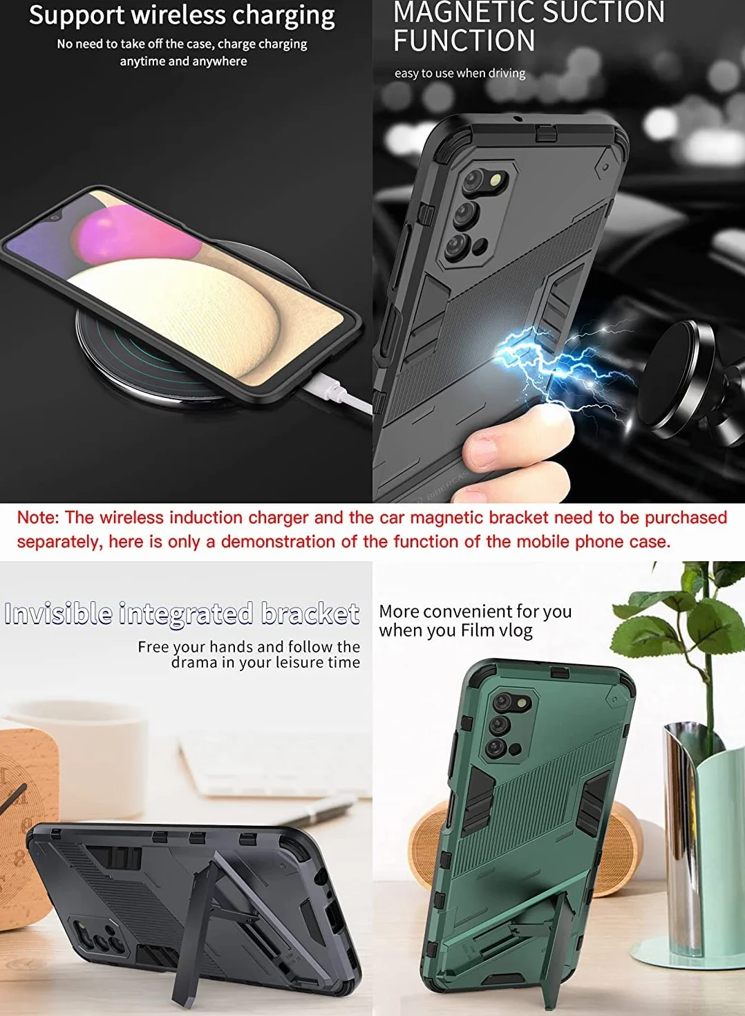 Etui na Xiaomi Poco F6, pokrowiec ochronny ze stojakiem, odporny na wstrząsy futerał pancerz hybrydowy pokrowiec - szary