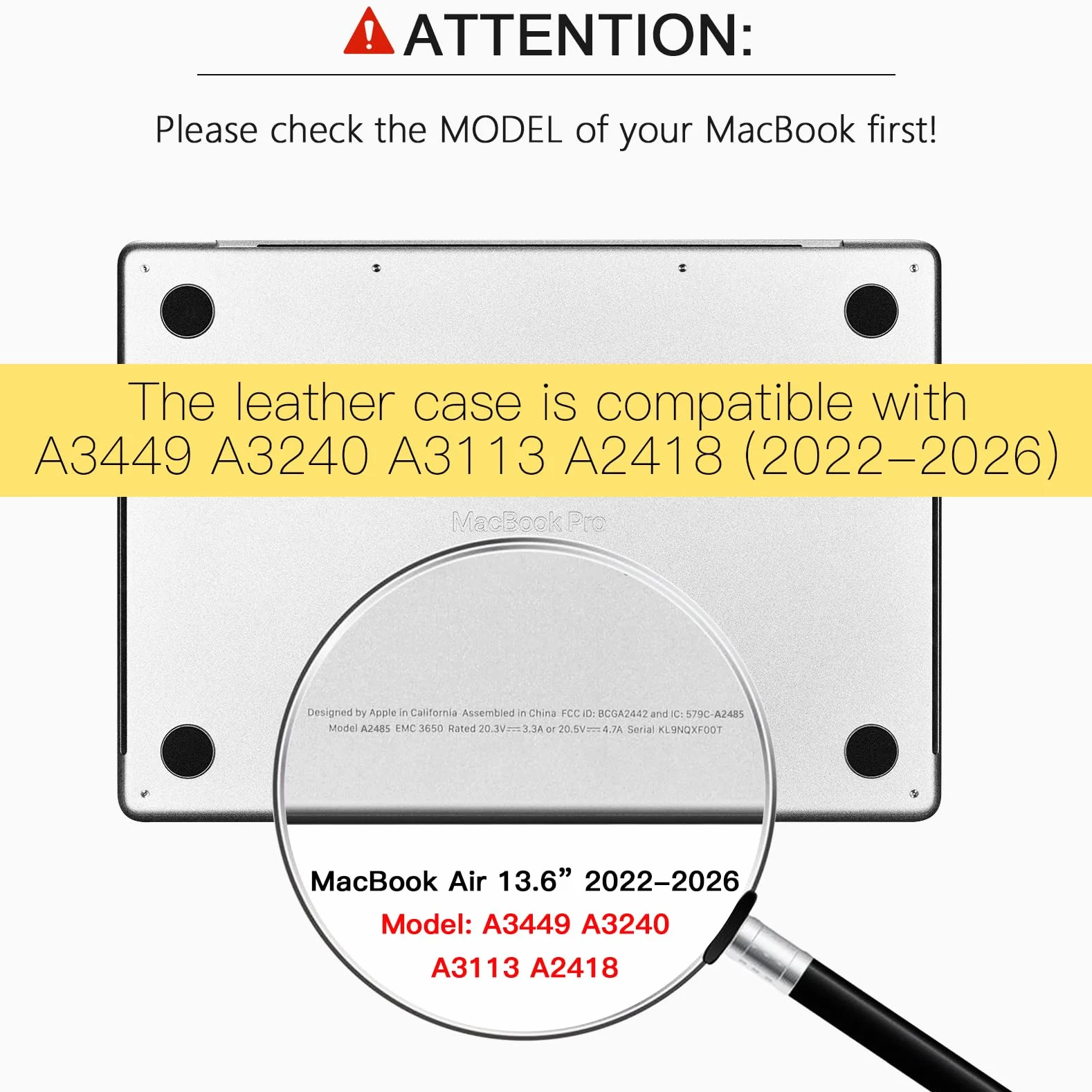 Etui do MacBooka Air 13,6" M5 M4 M3 M2 2026 2025 2024 2022 A3449 A3240 A3113 A2418, ICARER Premium Leather Ultra Slim Protective Case Cover Shell for Apple MacBook Air 13.6 M5 M4 M3 M2 (Czarny)
