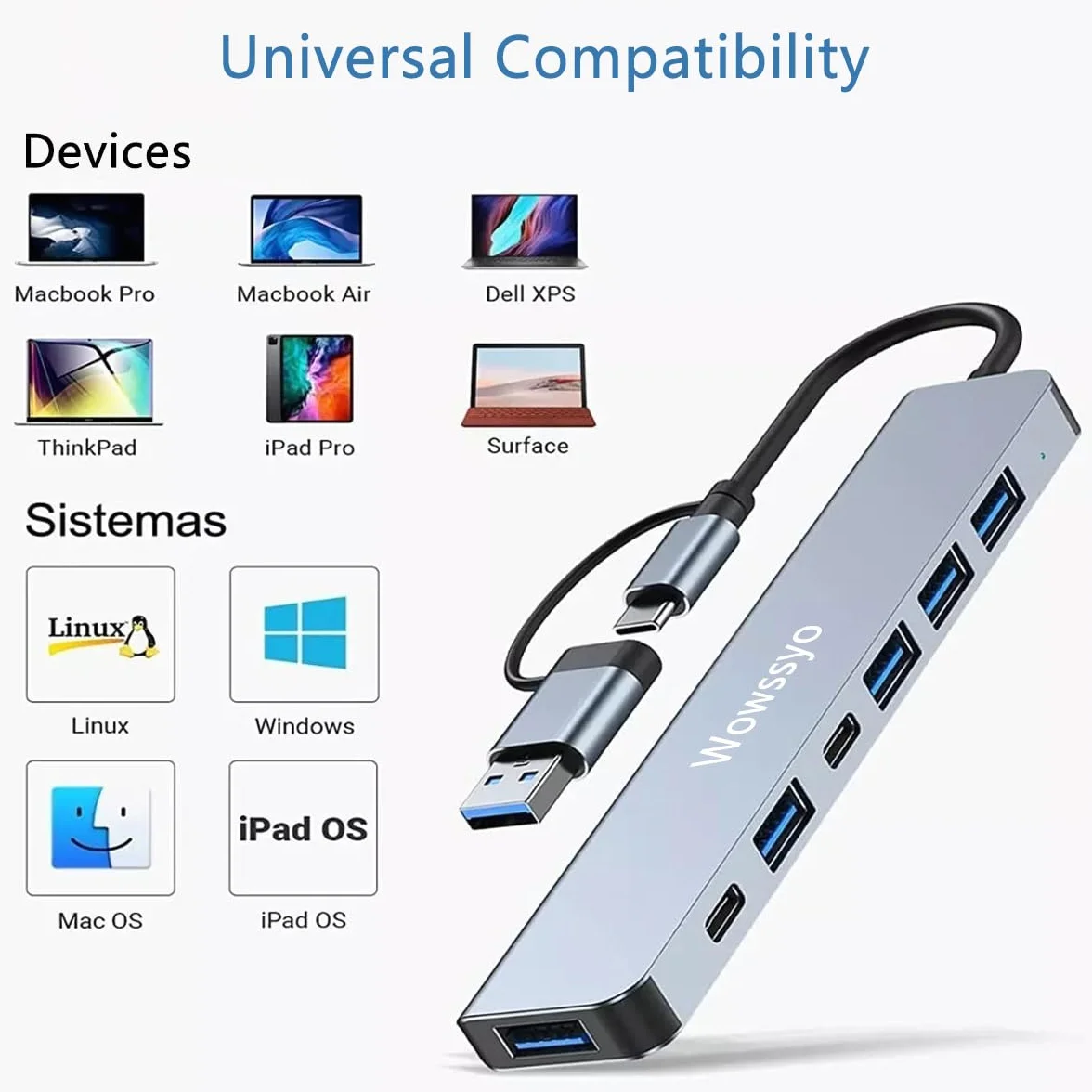 Stacja dokująca USB C 7w1 Multiport USB 3.0 MacBook M1 Air Pro Adapter