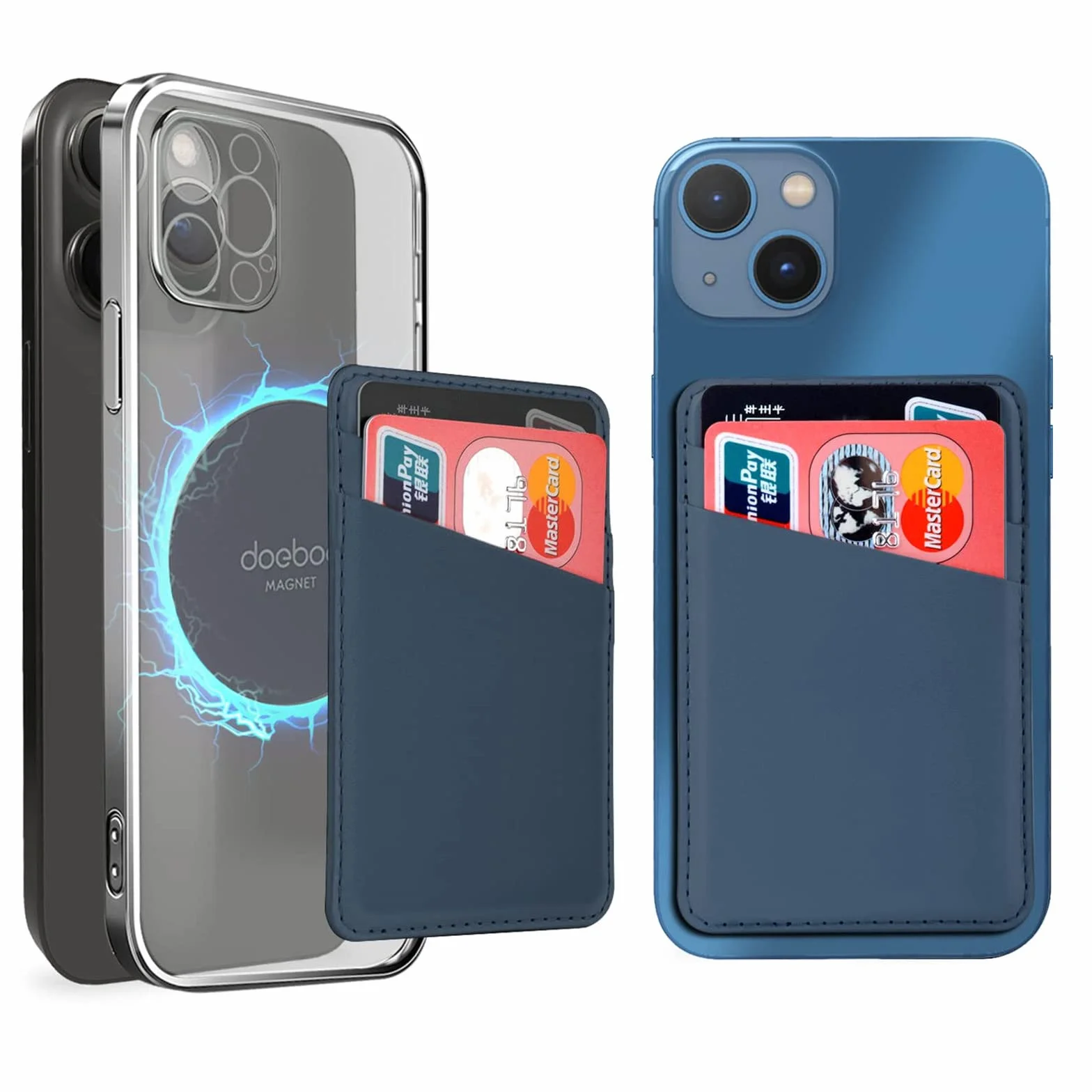Magnetic Wallet etui kompatybilne z iPhone 16 15 14 13 12 Pro Max Plus Pro Mini Mag-Safe Wallet, Skórzane etui na karty kredytowe, portfel do iPhone, pasuje do 2 kart, magnetyczny uchwyt na karty