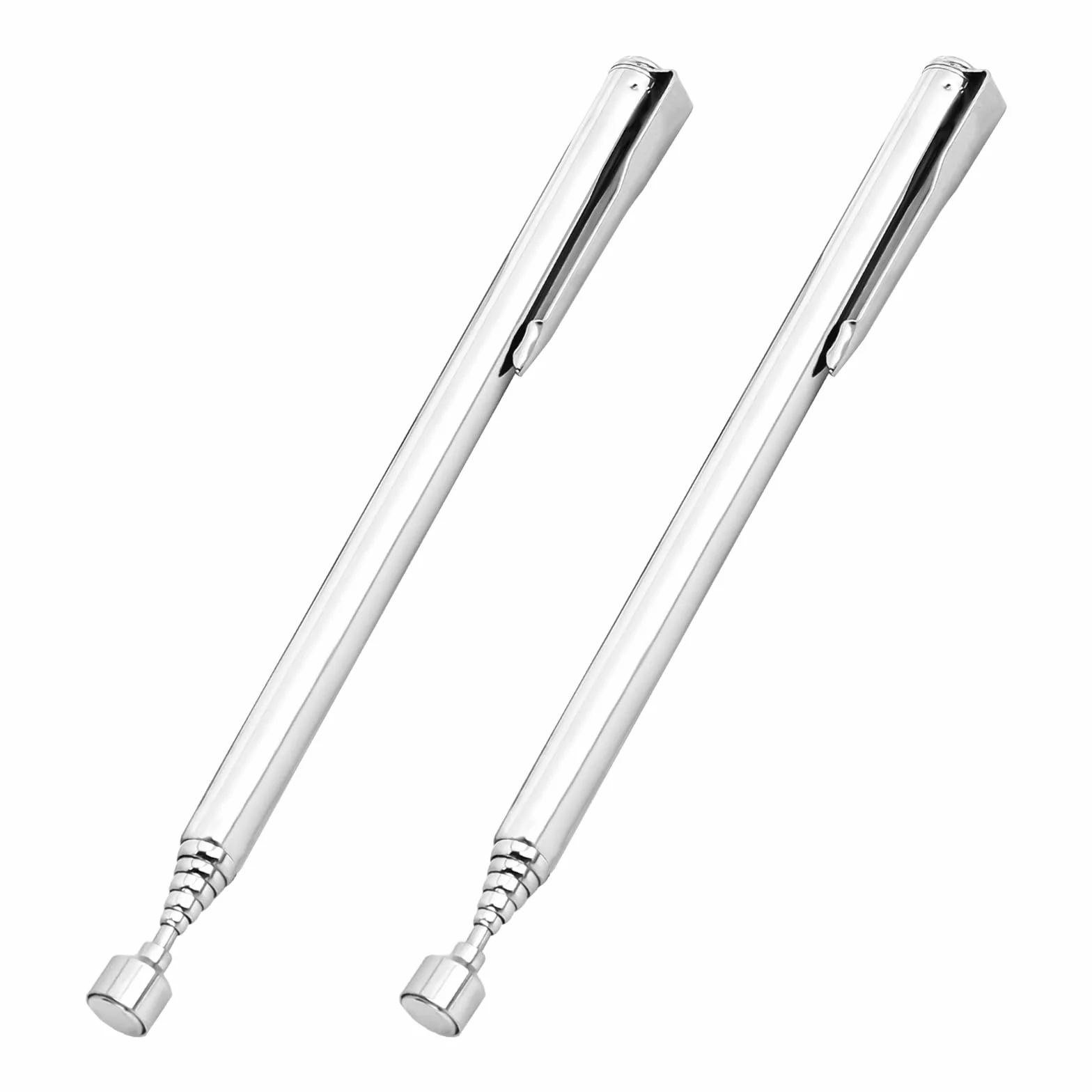 2 sztuki magnesów teleskopowych, wysuwany pręt magnetyczny, do 64 cm, magnetyczny podnośnik magnetyczny ze stali nierdzewnej, chwytak magnetyczny do śrub, nakrętek, kluczy, części metalowych (srebrne)