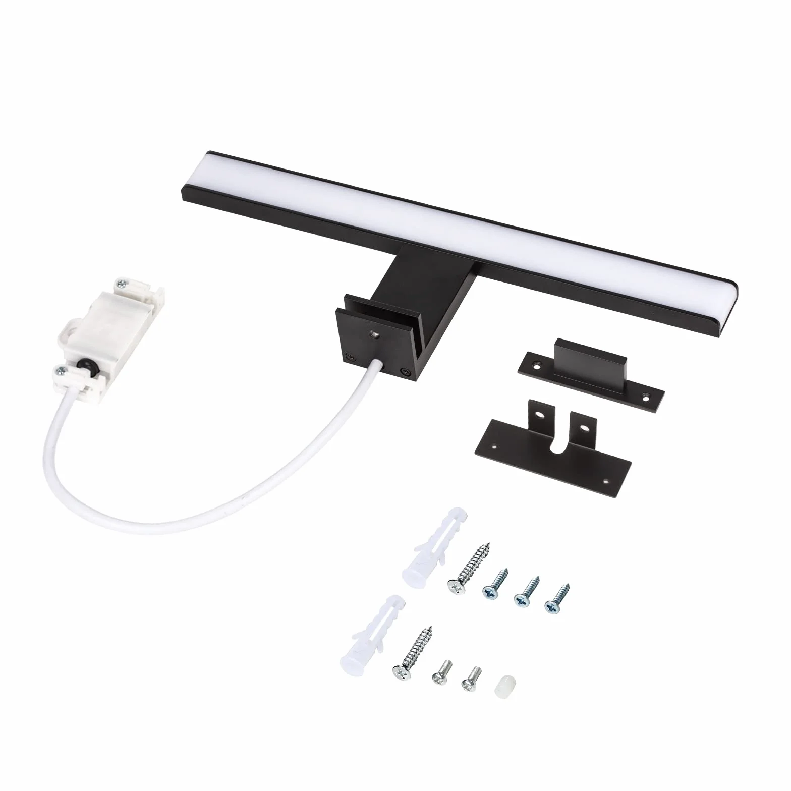 ERWEY Lampa Łazienkowa LED 2 w 1, IP44, Do Lustra, Czarna, Zimna Biel, Oświetlenie Toaletki, 230 V, Szafka, Lustro Do Zabudowy, Zaciskowa (30 cm, 6000 K, 5 W)