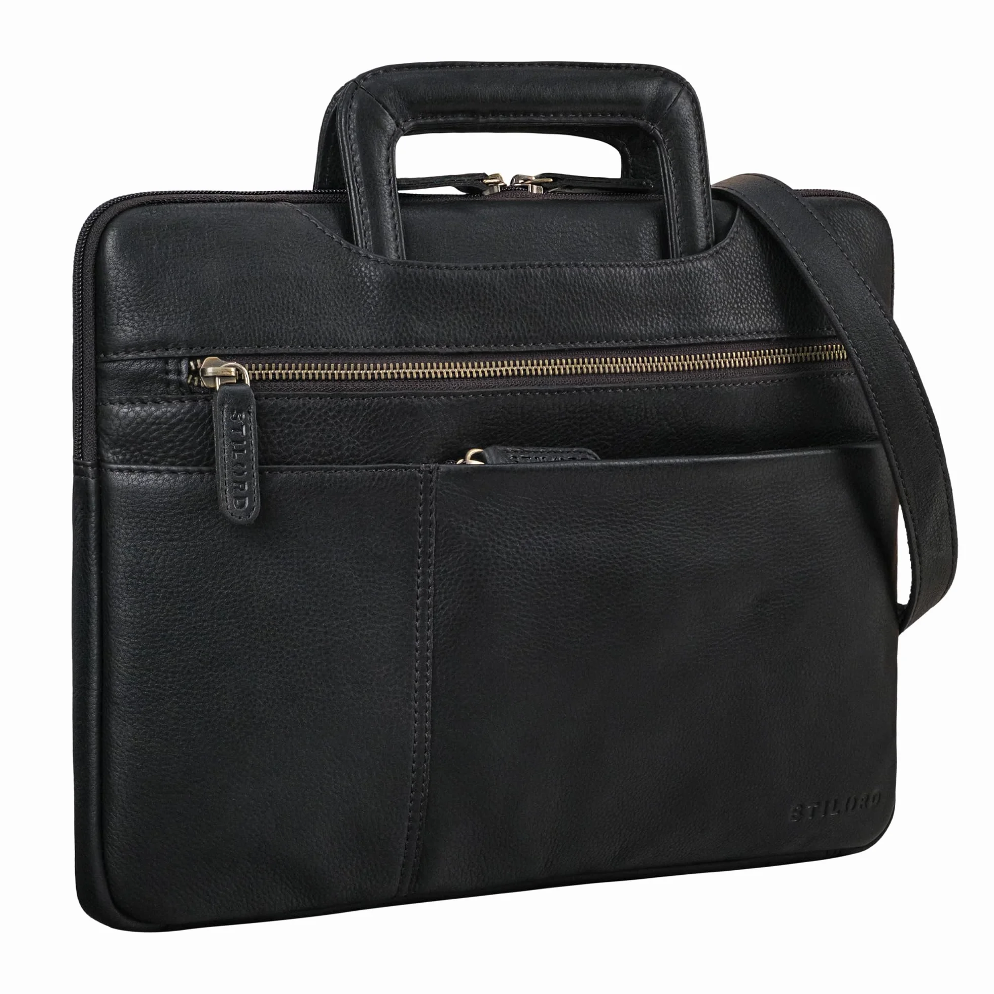 STILORD Cole Vintage Torba na Laptopa 14 Cali Skóra Męska Prawdziwa Skórzana Czarny