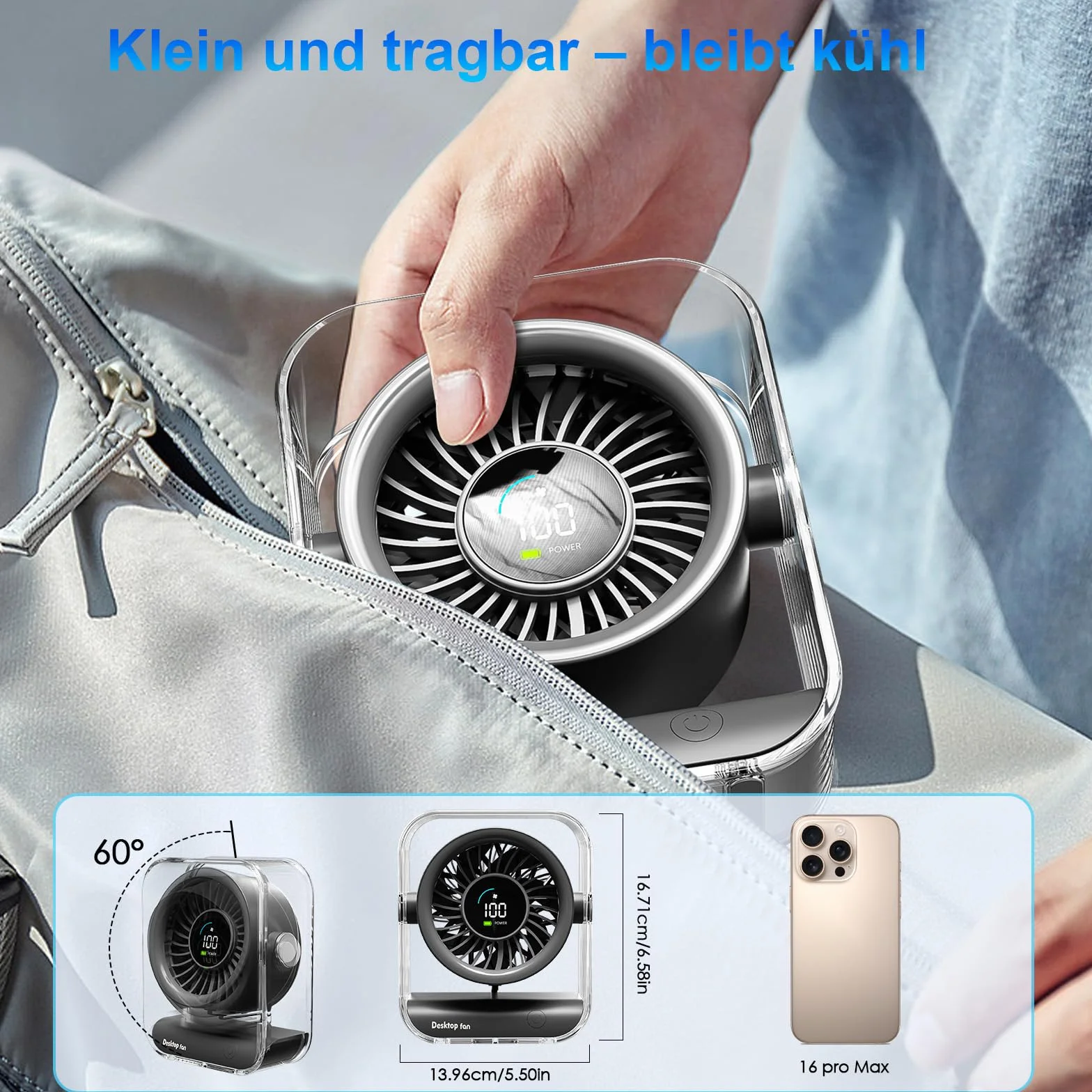 Wentylator stołowy,wentylator USB, cichy, przenośny wentylator akrylowy, gwarancja,mocny, znakomity wentylator, mini wentylator stołowy, obrót o 60°, wentylator biurkowy na biurko, do domu, do biura
