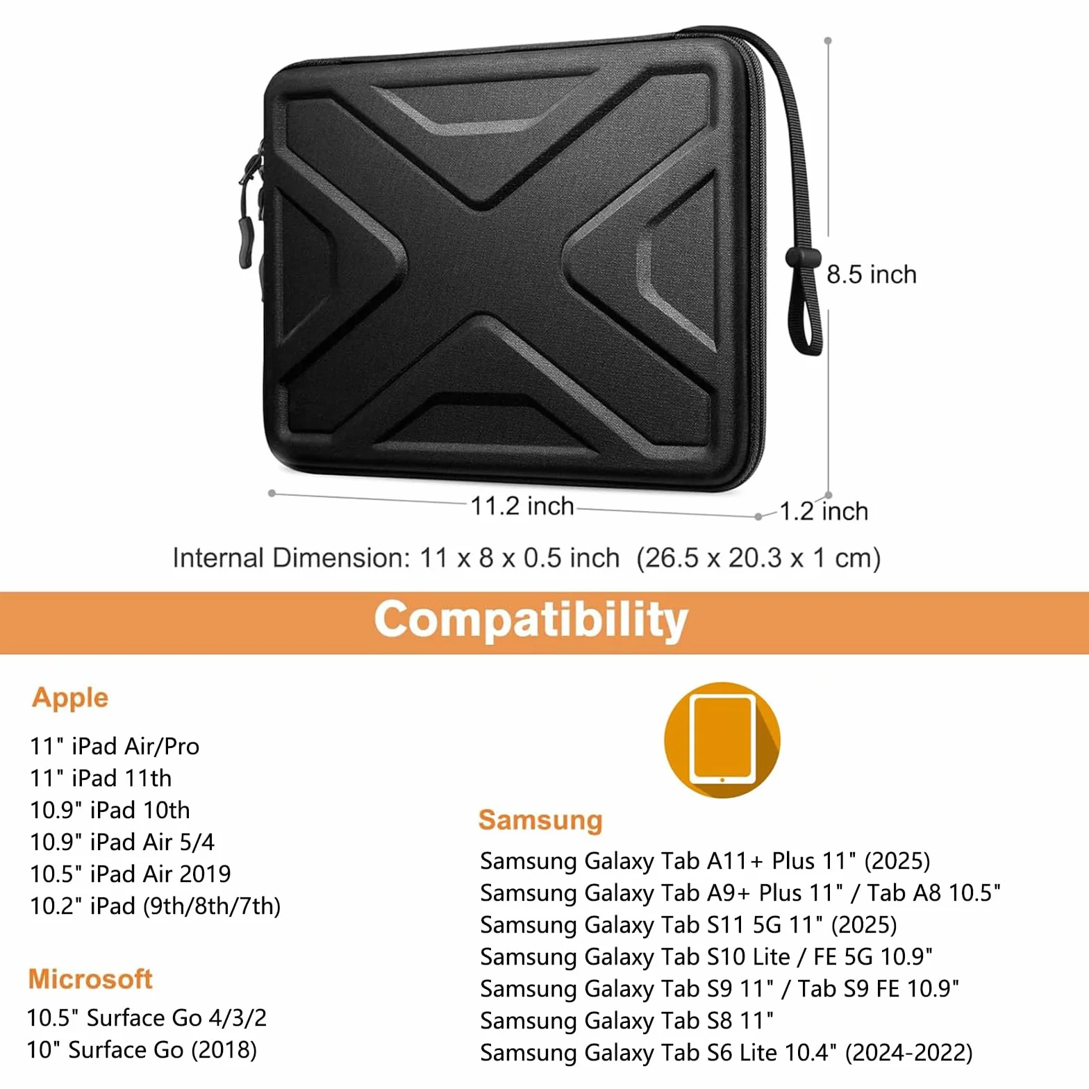 SITHON Twardy pokrowiec na tablet do 11" iPad Air M4 M3 M2 2026-2024, 11" iPad Pro M5 M4, 11-calowego iPad Pro & iPad A16, do 10,9"/10,2" iPad, do 11" Samsung Tab A11+, etui do noszenia tabletu