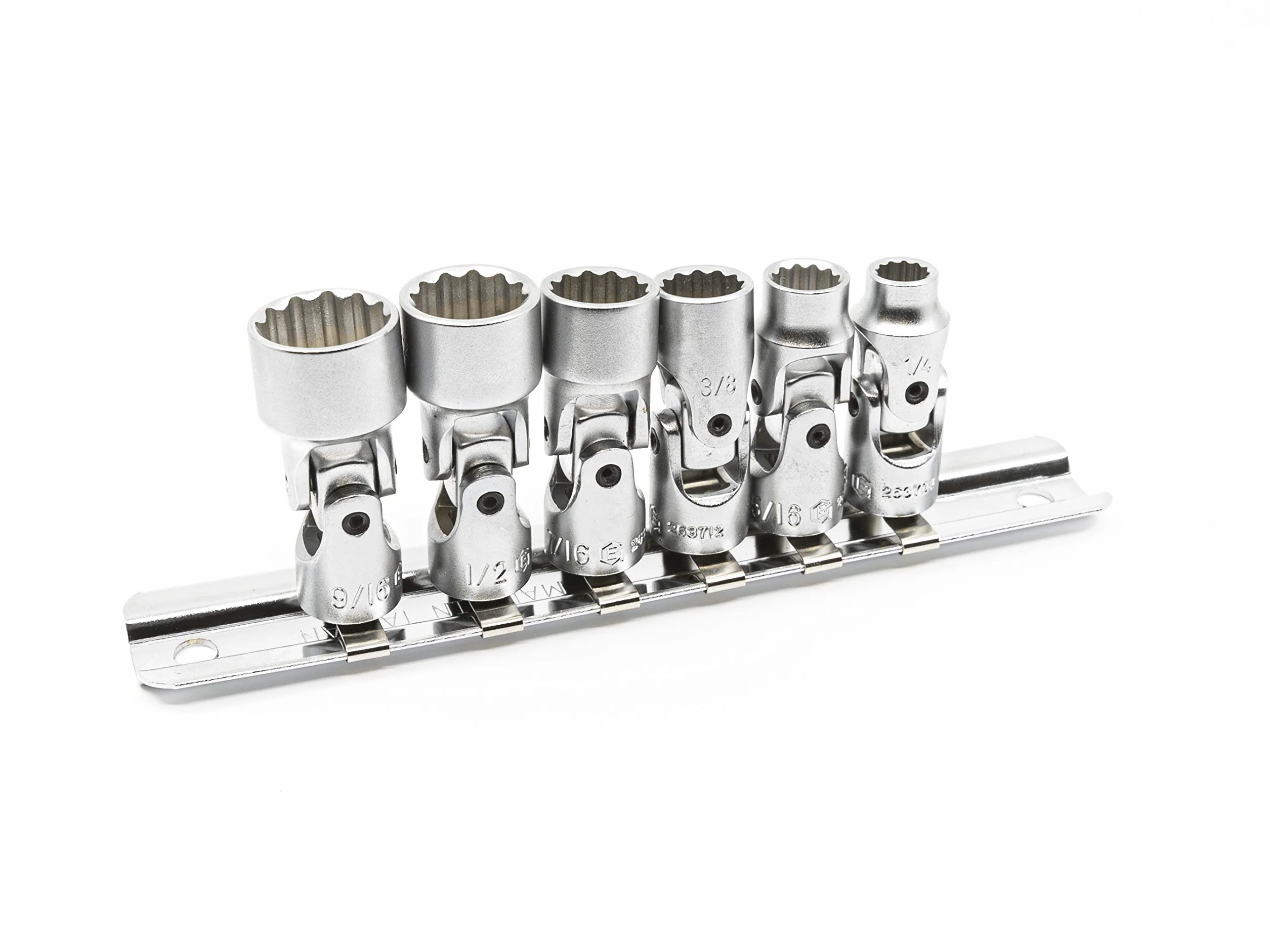 Genius Tools 6-częściowy uniwersalny zestaw nasadek ręcznych 1/4" Drive SAE (12-punktowy), matowe wykończenie - US-206S
