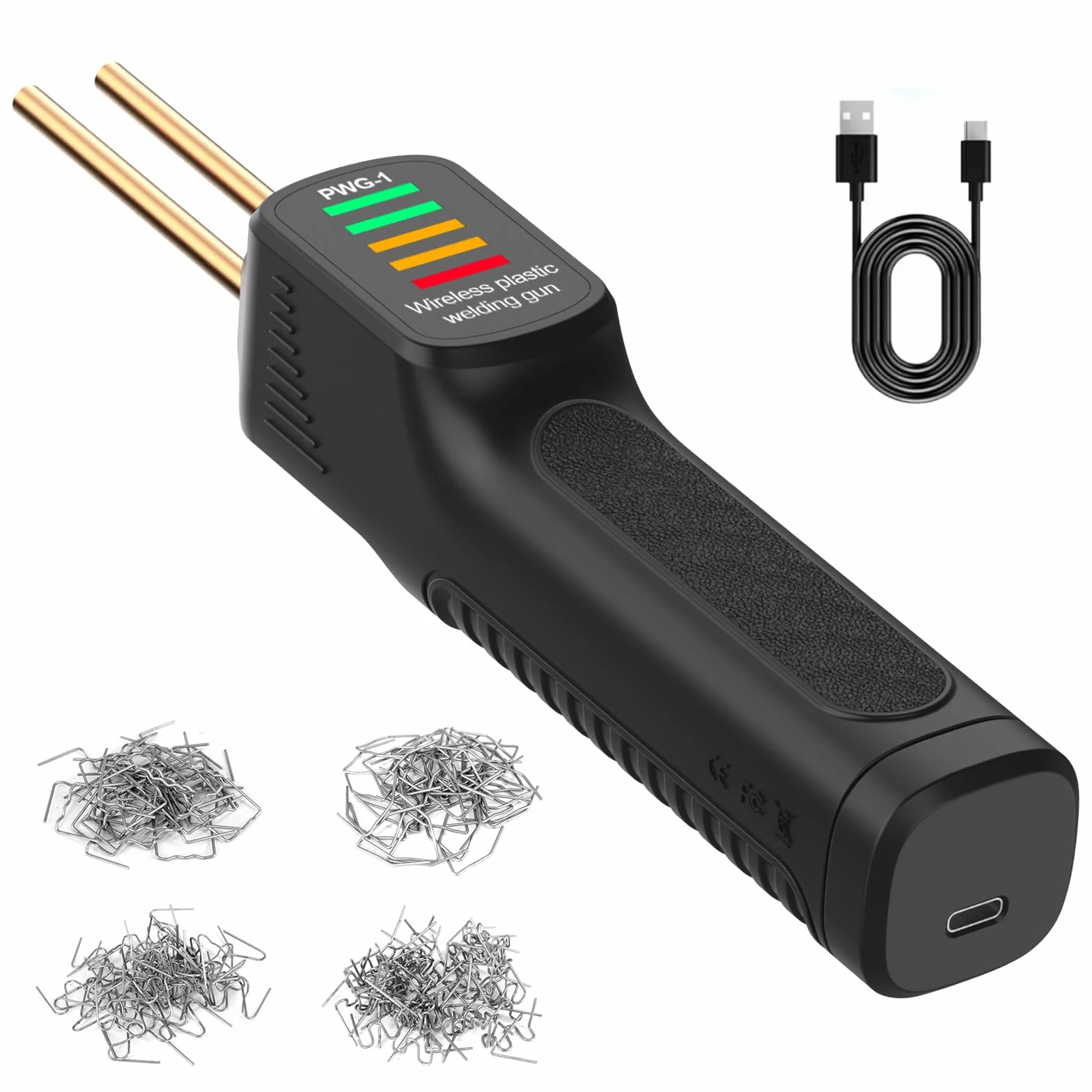 Bezprzewodowa spawarka do tworzyw sztucznych, 100 W, spawarka ręczna z 200 sztukami gwoździ plastikowych, spawarka z diodami LED, ładowanie USB, spawanie na baterie, naprawa do spawania tworzyw