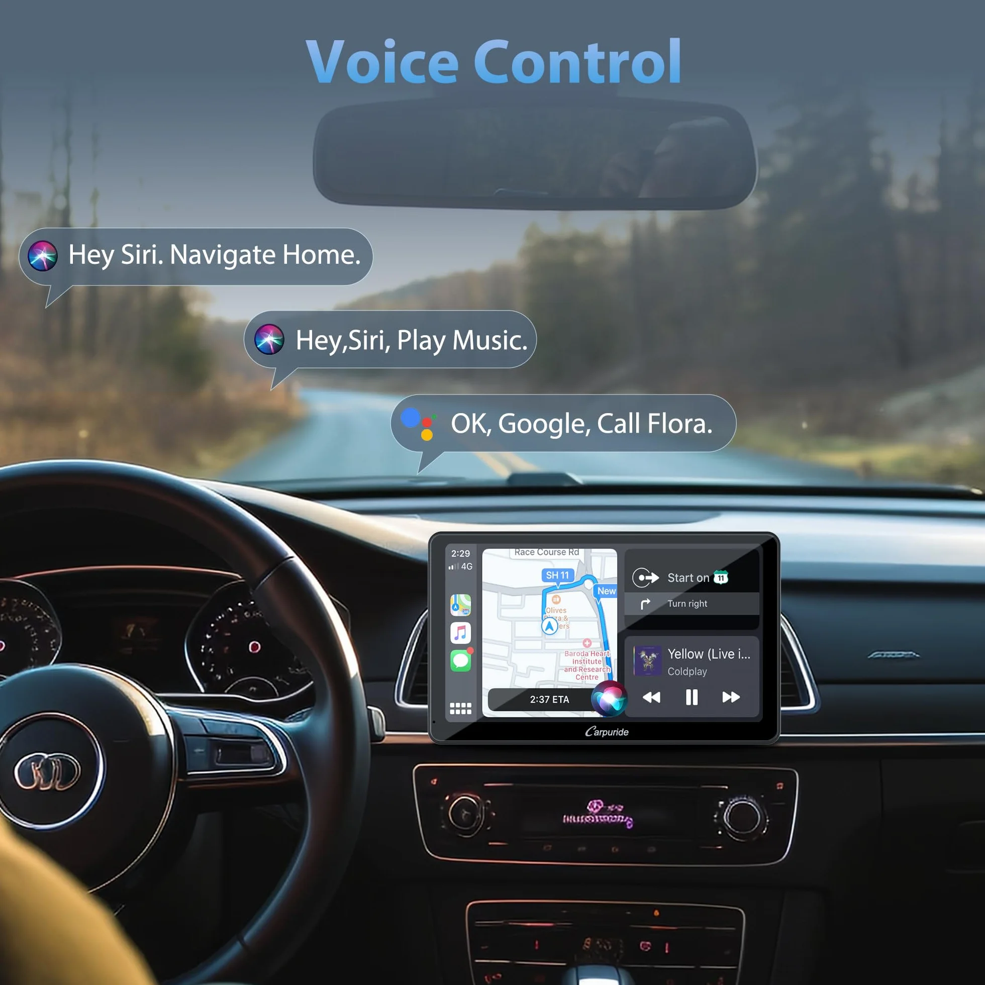 Carpuride YT101S radio samochodowe z podwójnym DIN, bezprzewodowe CarPlay i Android Auto, ekran dotykowy 10,1" HD