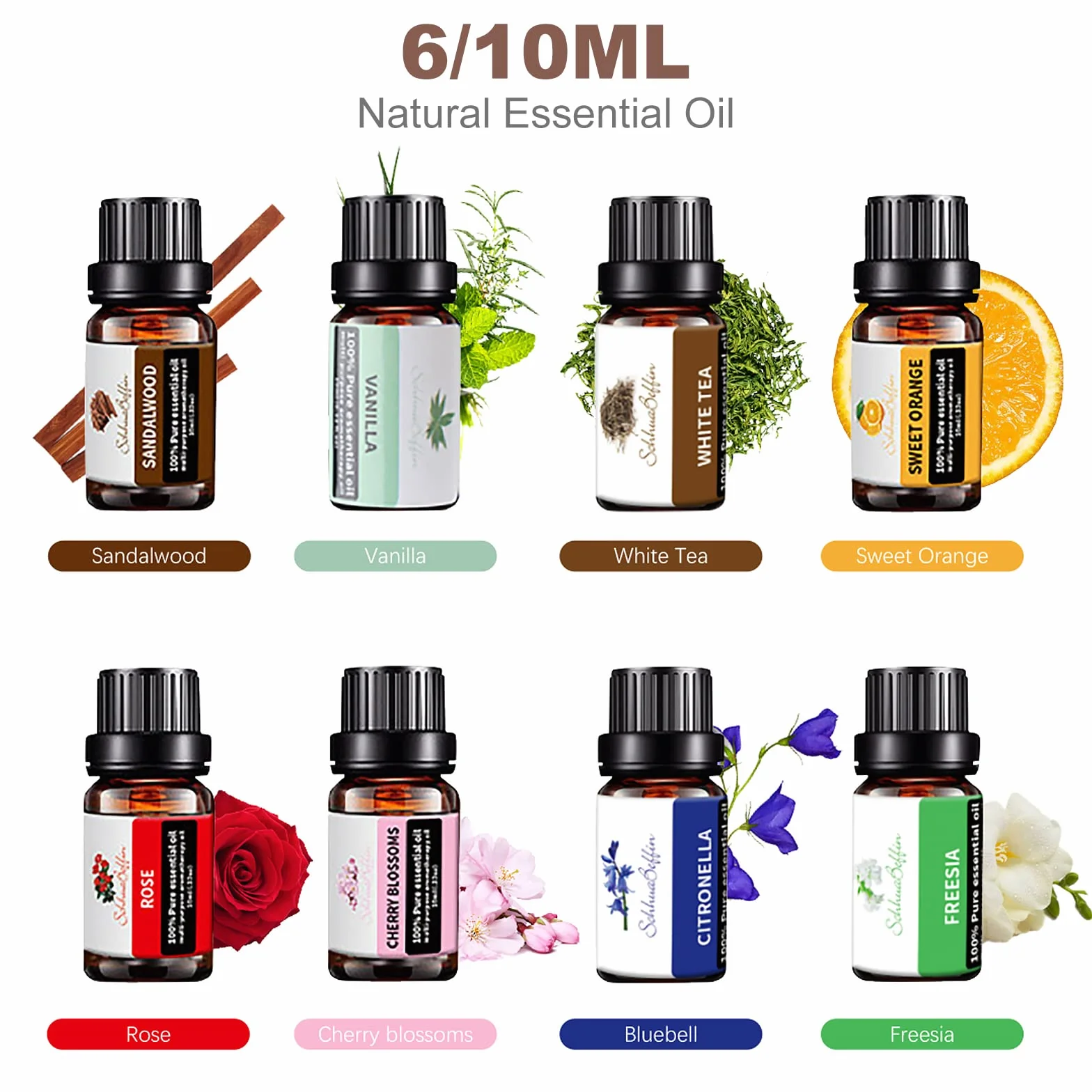 ACWOO Dyfuzor olejków eterycznych 500 ml, 6 x 10 ml, ultradźwiękowy nawilżacz dyfuzor do aromaterapii, 7 kolorów Led, automatyczne wyłączanie, do domu, salonu, jogi