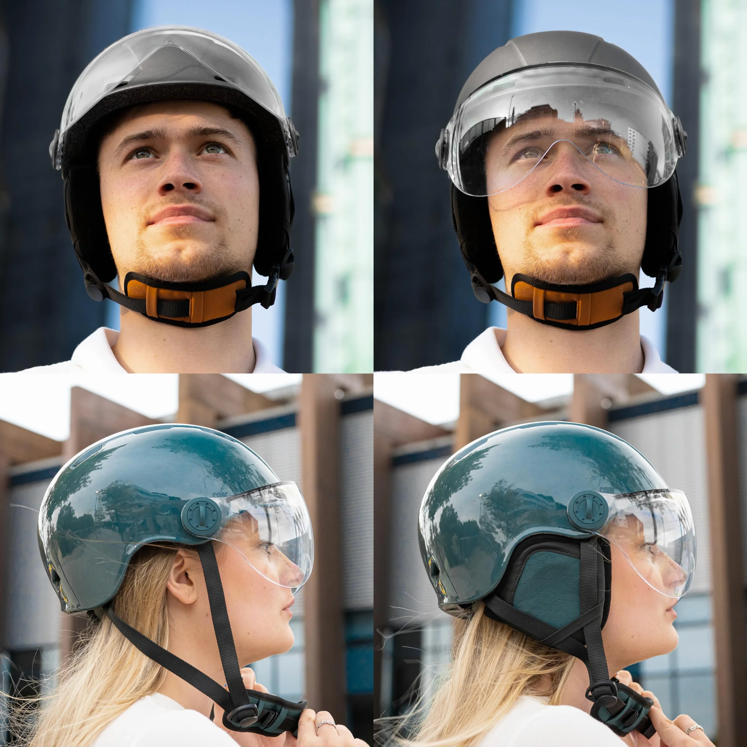 CASR Styl Miejski kask Lifestyle rower hulajnoga elektryczna przezroczysty daszek zdejmowane nauszniki