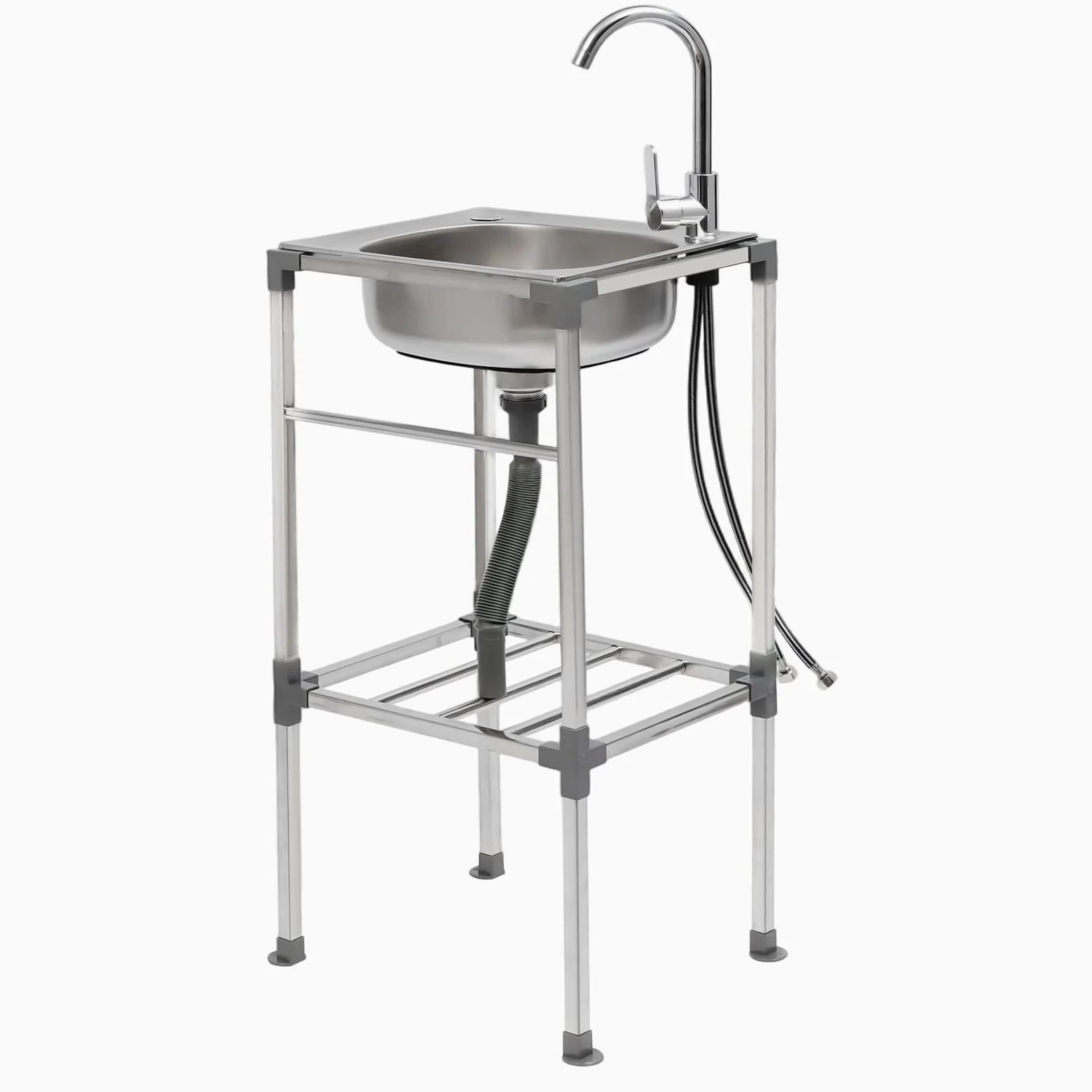 Zlewozmywak | zlewozmywak kuchenny | wolnostojący zlewozmywak ze stali nierdzewnej | z zaworem obrotowym o 360° i odpływem | nośność 60 kg | do kuchni/zastosowań komercyjnych | nowoczesne wzornictwo |