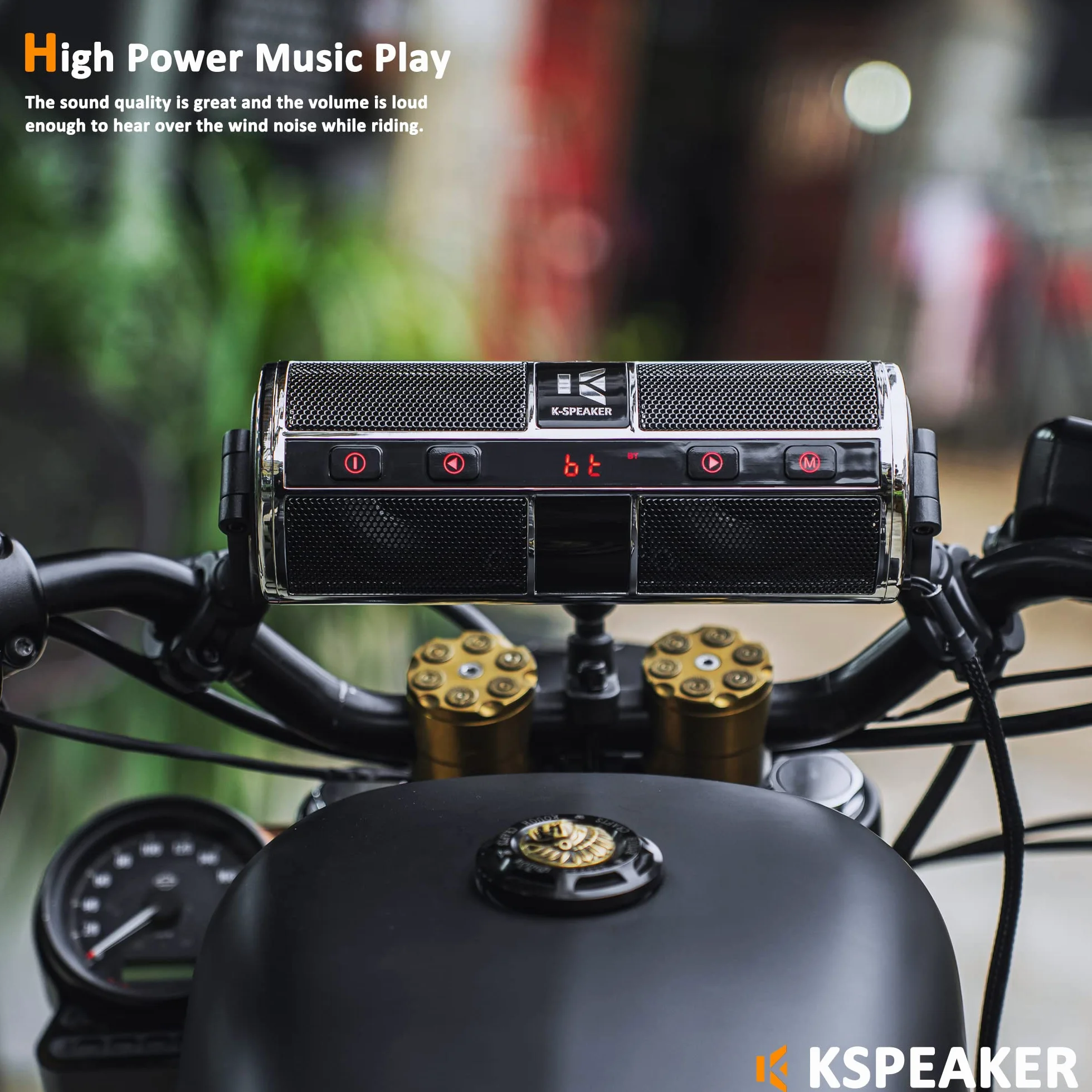 KSPEAKER Głośniki motocyklowe Bluetooth wodoodporny 12V 3 cala Metalowy MP3