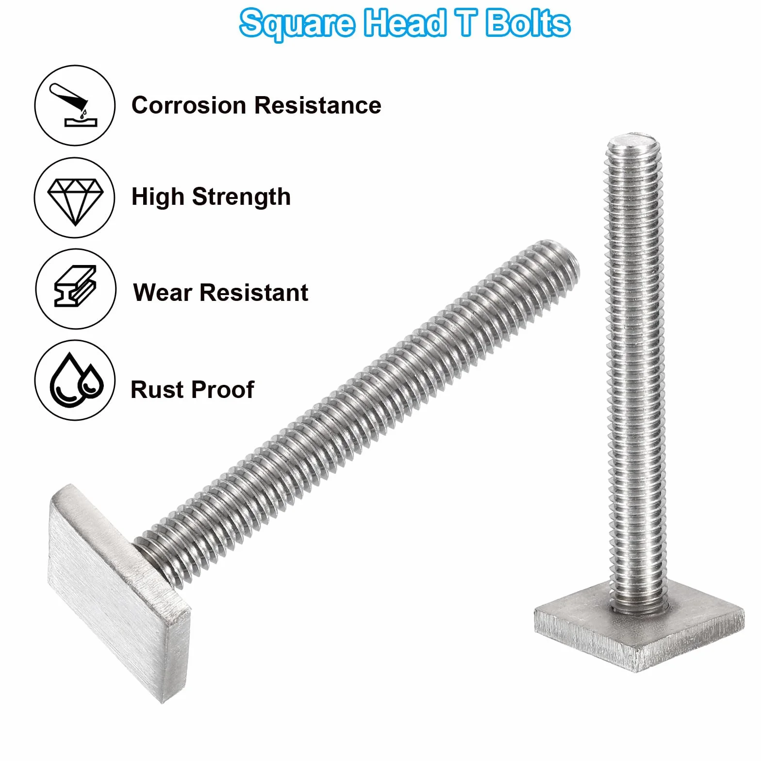 PATIKIL Adapter T-Nut Kamienie rowkowe M8 x 65 mm, 4 zestawy bagażników ze stali nierdzewnej, kamienie rowkowe, śruby z nakrętką, podkładki, do bagażników relingowych, rowerowych, bagażników dachowych