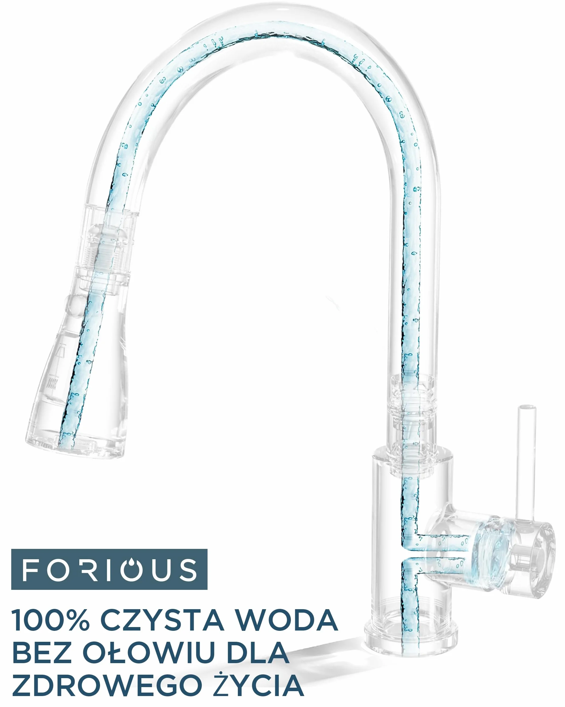FORIOUS Kran Kuchenny, Bateria Kuchenna z Wyciąganą Wylewką, obrotowa o 360° Bateria Kuchenna, odpowiednia do zlewów o wysokich profilach, Dwa tryby odprowadzania wody, Stal Nierdzewna