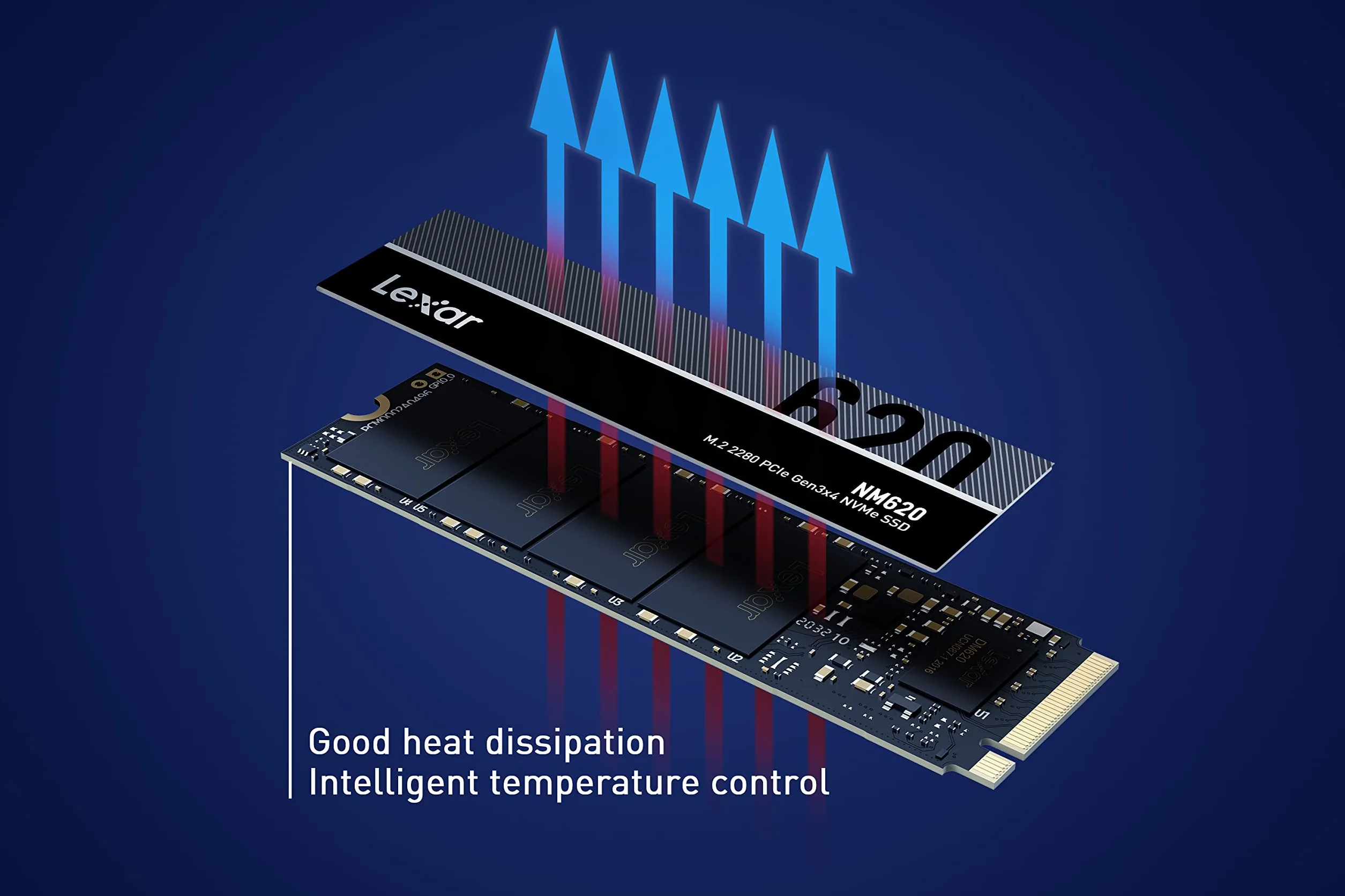 Lexar NM620 512GB SSD, M.2 2280 PCIe Gen3x4 NVMe 1.4 Wewnętrzny Dyski SSD, do 3500MB/s Odczyt , 2400 MB/s Zapisu, dla Entuzjastów Komputerów PC i Graczy