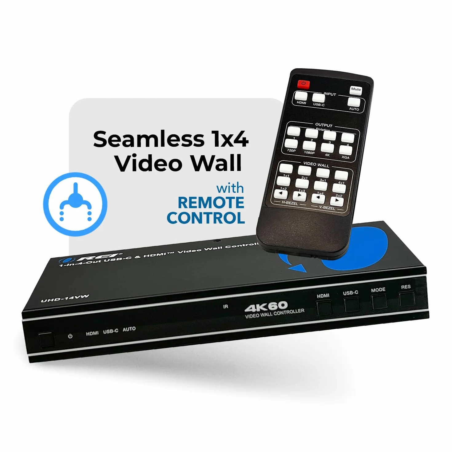 ORIE 4K HDMI USB-C Video Wall Controller 2x2 60Hz RS-232 180 Degree Rotate