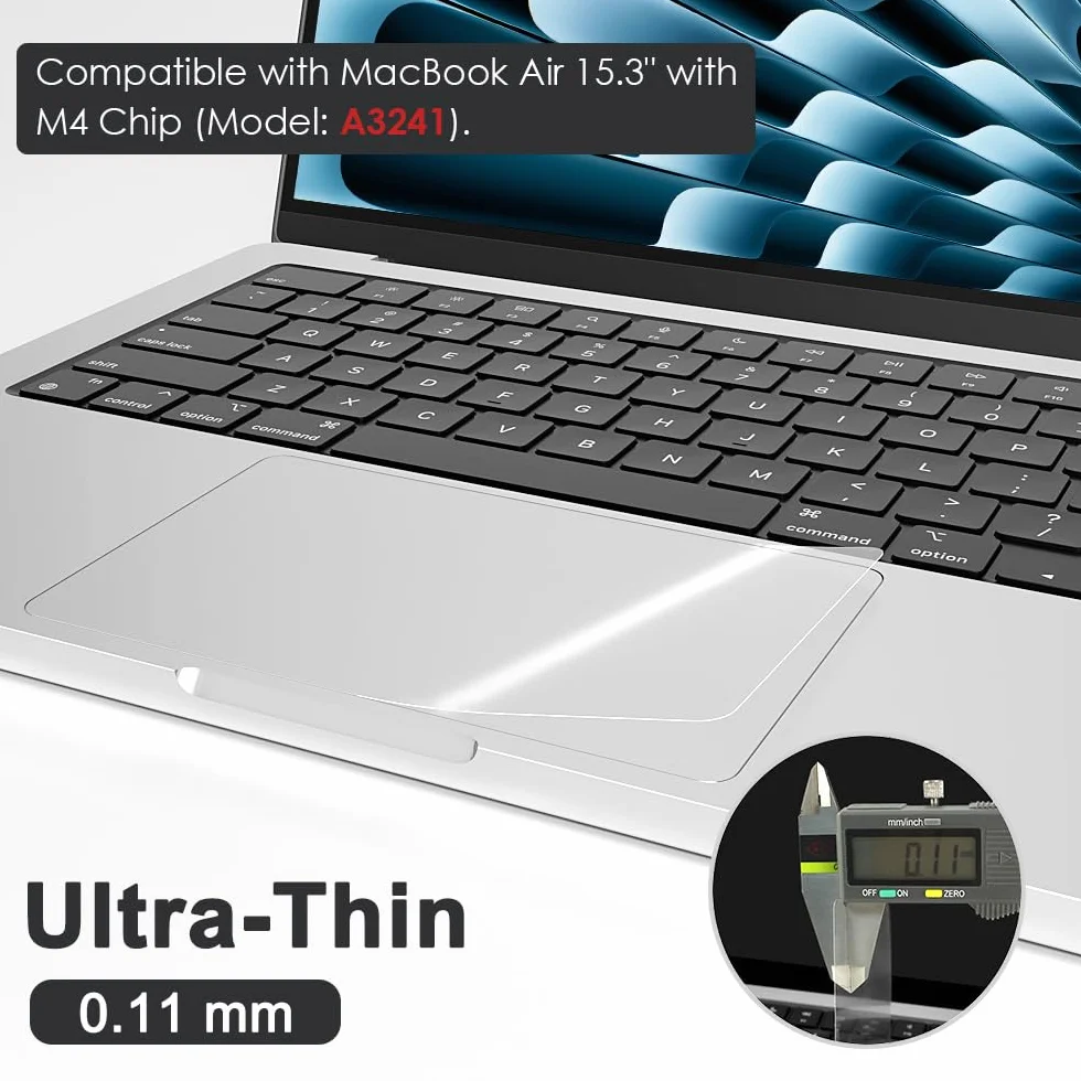 Ochraniacz na gładzik do MacBooka Air 38.9 cm (A3241, układ M4), przezroczysty pokrowiec na panel dotykowy do laptopa, akcesoria ochronne do MacBooka Air 15,3 cala (38.9 cm)