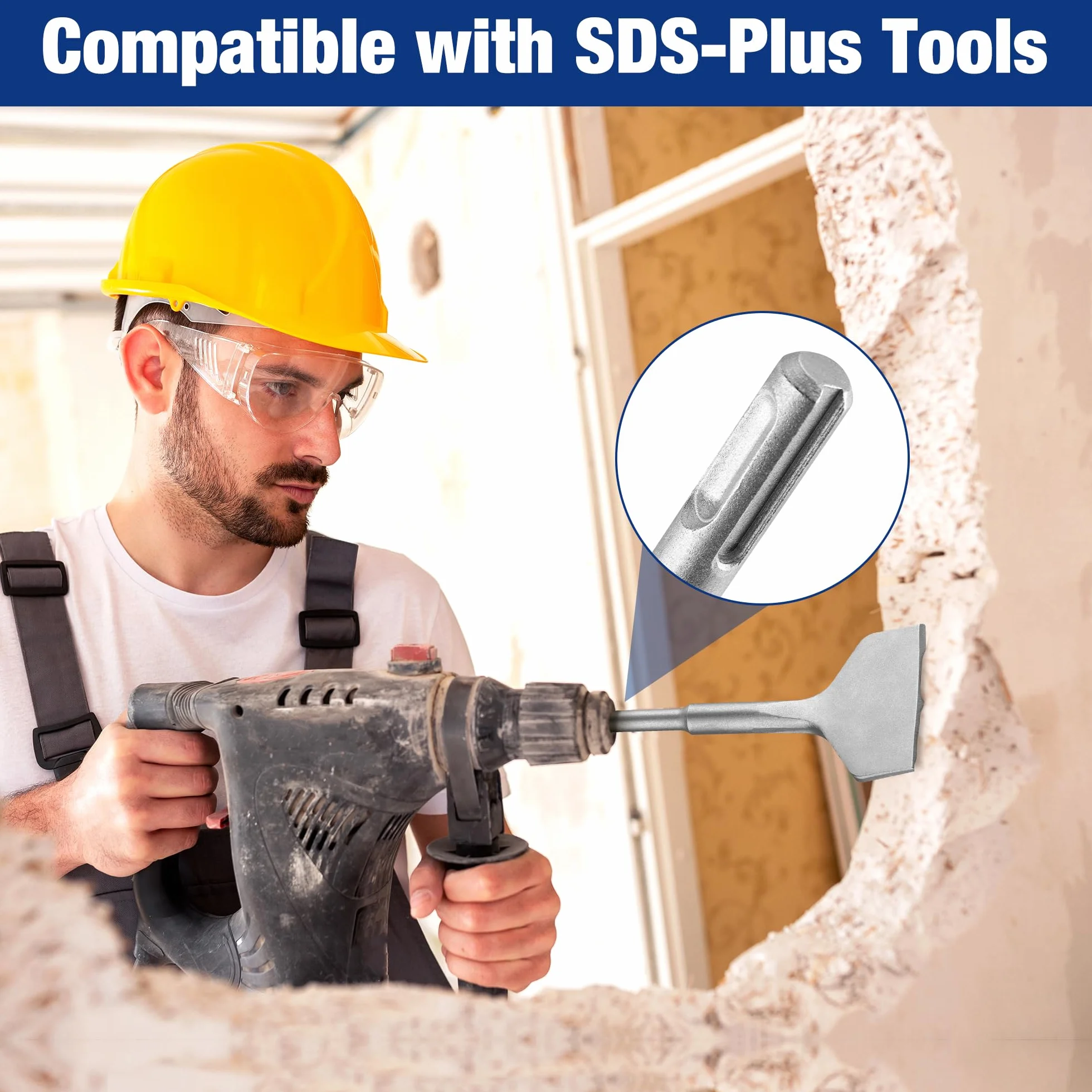WORKPRO SDS Plus dłuto do płytek 165 x 75 mm, dłuto do usuwania płytek wygiętych 20°, narzędzie do usuwania płytek ceramicznych, płytek podłogowych, muru i betonu