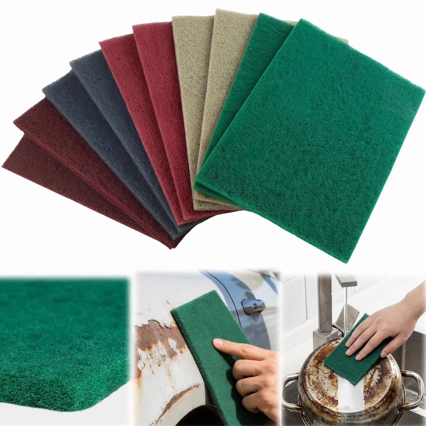 10 Sztuk Padsy Szlifierskie Z Filcu 150x230mm Zestaw, Ziarno 3000/1500/1000/800/600 Włóknina Ścierna Papiery Ścierne Do Polerowania Metalu Drewna Stali Nierdzewnej Czyszczenia
