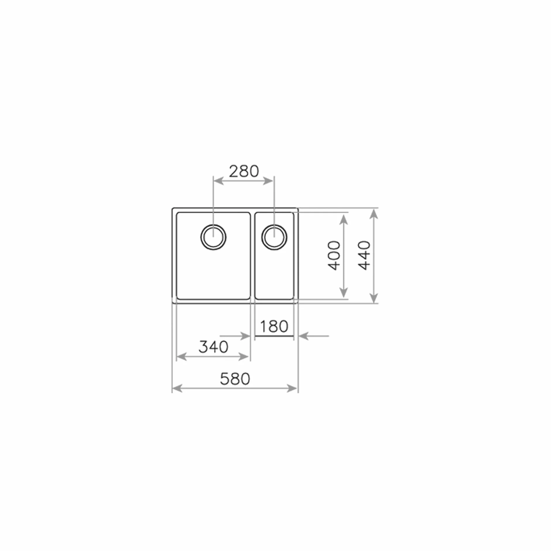 Teka Zlewozmywak podwieszany BE LINEA RS15 2B 580 31/2 W/OVF SP-115030008