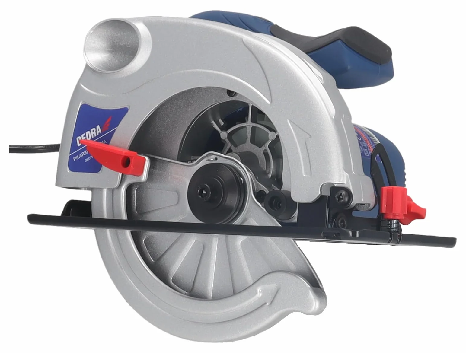 Ręczna piła tarczowa DEDRA mocna 1500 W, brzeszczot do piły tarczowej Ø 185 mm, maks. głębokość cięcia 66 mm, ergonomiczna lekka waga 4,4 kg, softgrip, do drewna i wielu innych