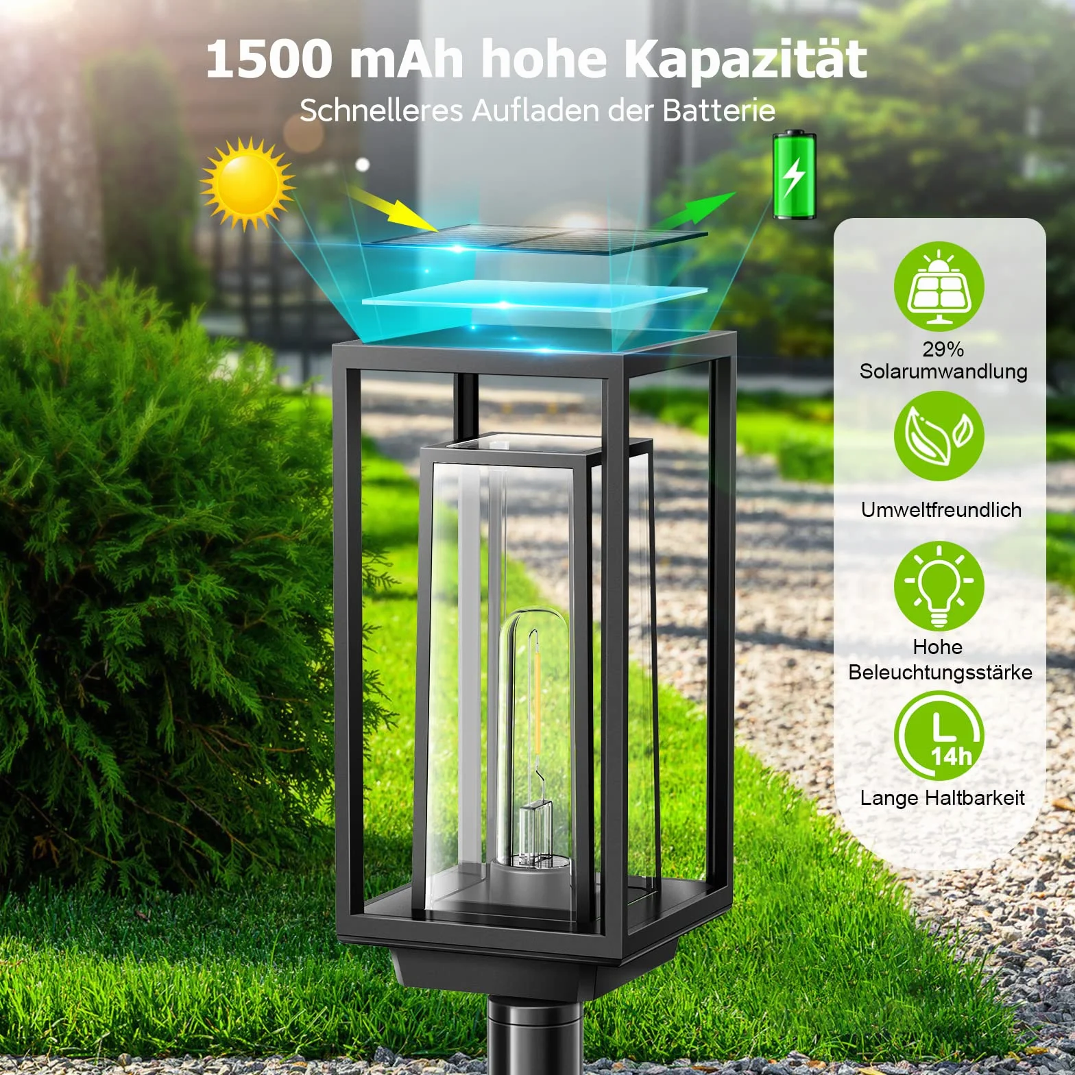 Lampy solarne do ogrodu, nowoczesne, o dłuższym czasie pracy, bardzo jasne solarne lampy ogrodowe, wodoodporność IP65, dekoracja ogrodowa na balkon, taras, do użytku na zewnątrz, 2 szt.