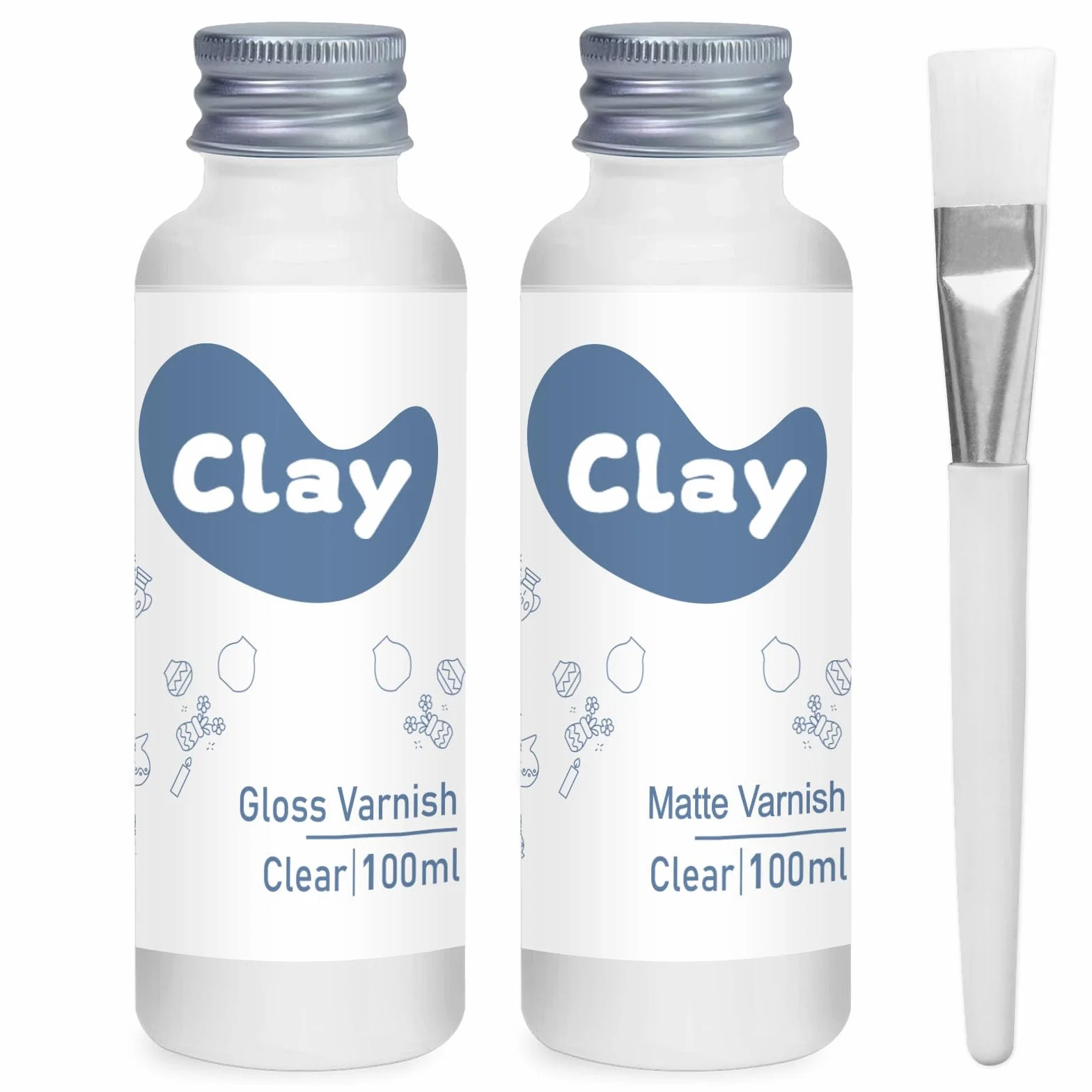 Zestaw do glazury z gliny na powietrzu, 2 x 100 ml, błyszczący, matowy lakier do suszenia na powietrzu, do ceramiki rzemieślniczej, wodoodporny, z połyskiem, odporny na zarysowania